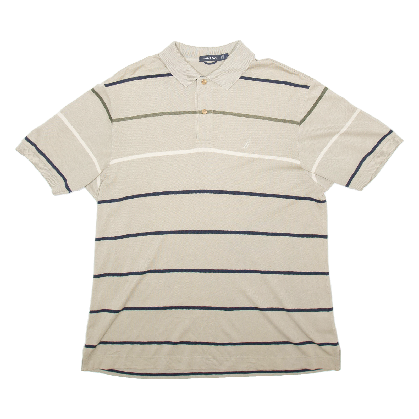 Buy NAUTICA Mens Polo Shirt Beige Striped Short Sleeve L Refurbished - $25.99 NAUTICA Mens Polo Shirt Beige Striped Short Sleeve L Refurbished - N/A refurbished available on Cerqular