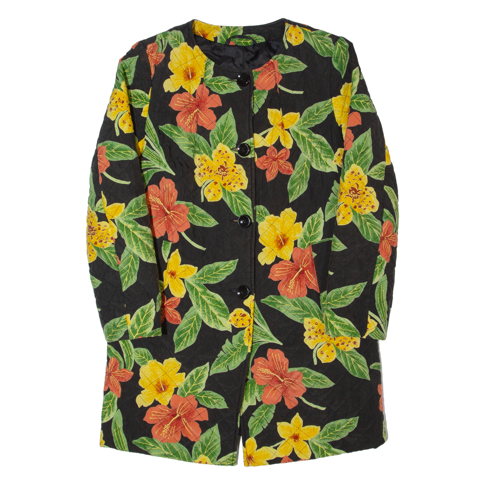 Womens Quilted Coat Black Floral S Refurbished - N/A refurbished available on Cerqular