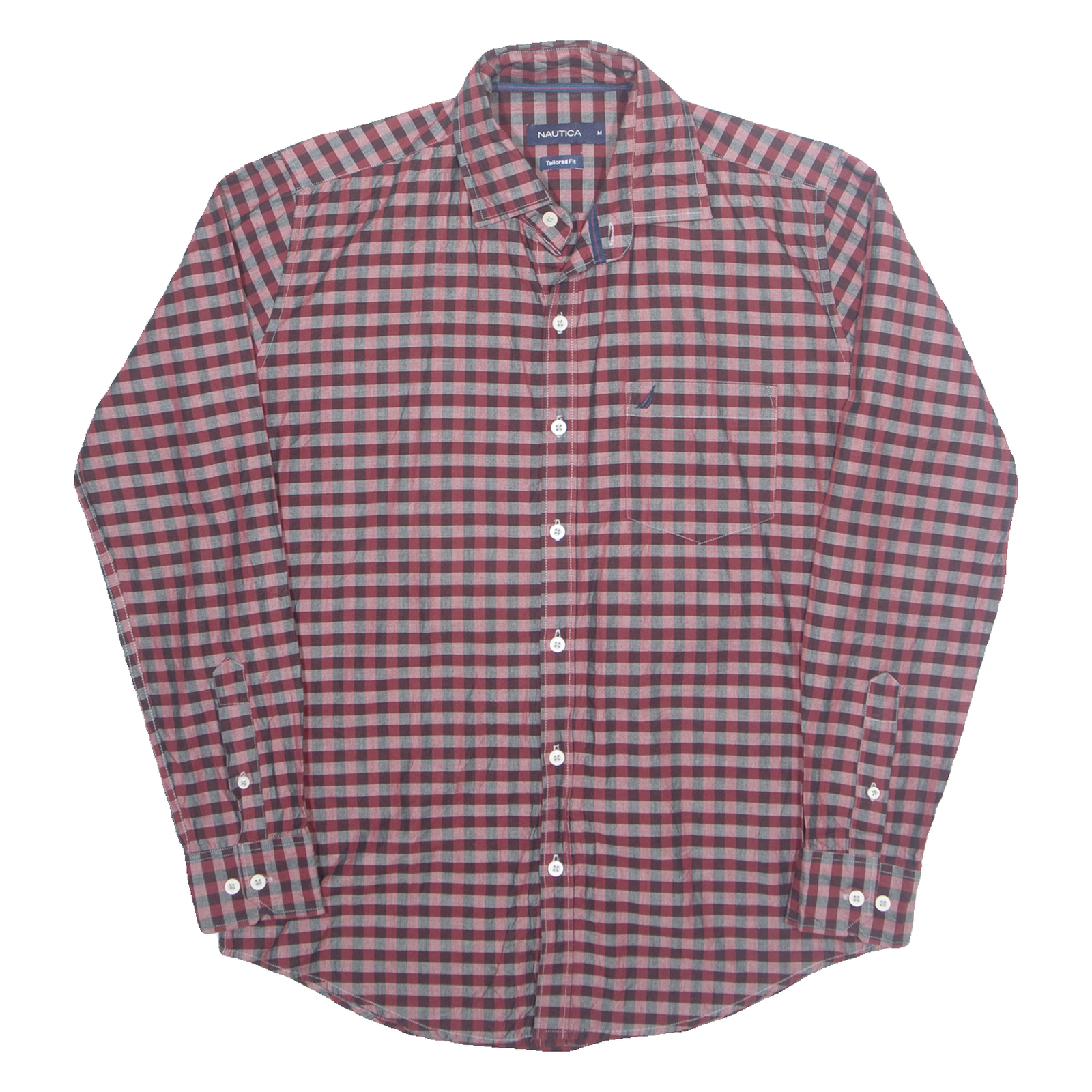 NAUTICA Tailored Fit Mens Shirt Red Check Long Sleeve M Refurbished - N/A refurbished available on Cerqular