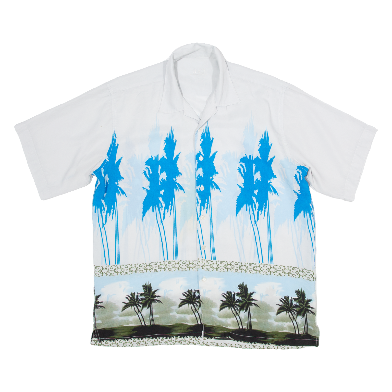 J&J Mens Hawaiian Shirt Grey Floral L Refurbished - N/A refurbished available on Cerqular