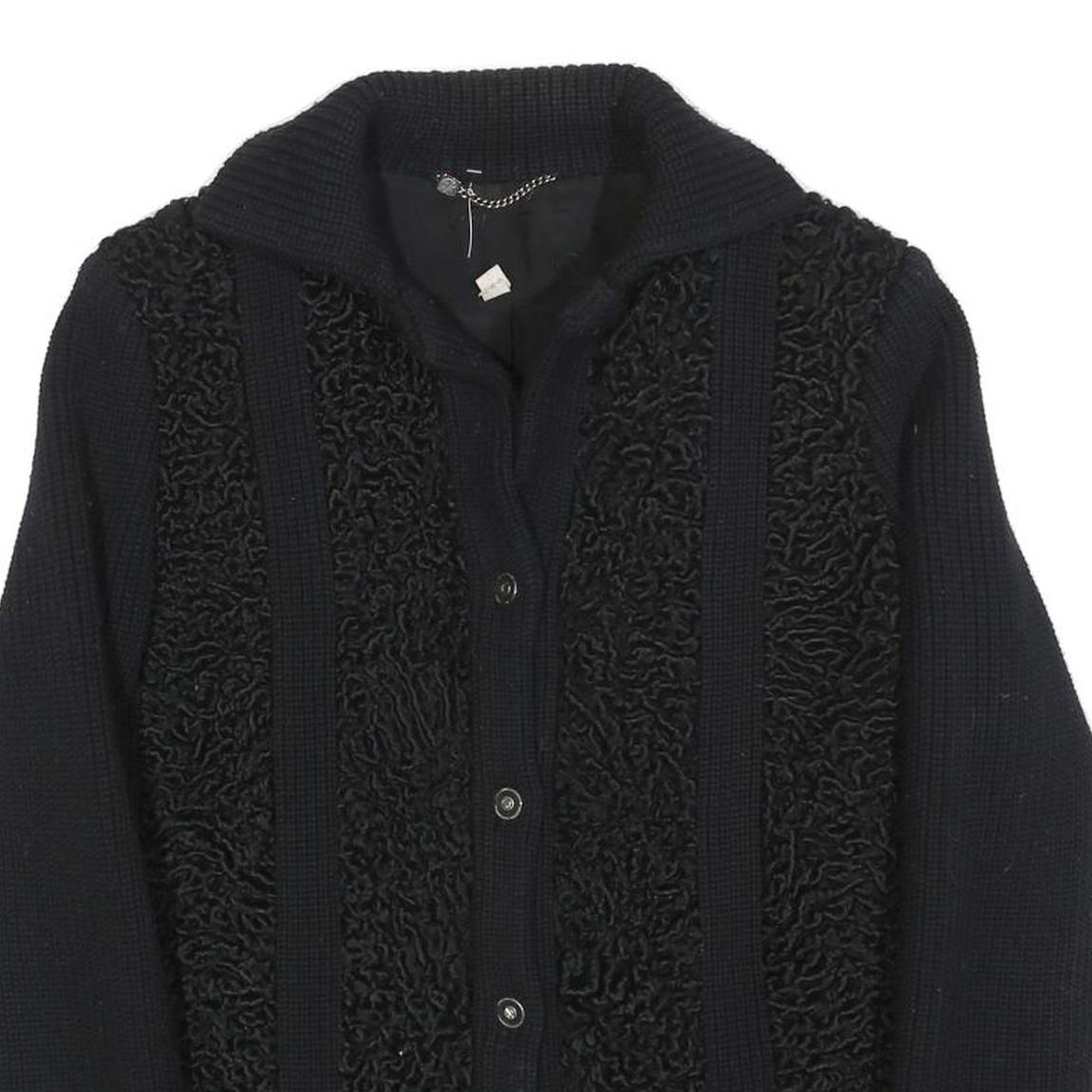 Womens Black Textured Button Jacket M Knit Fine Wool Casual Warm Layer Refurbished - N/A refurbished available on Cerqular