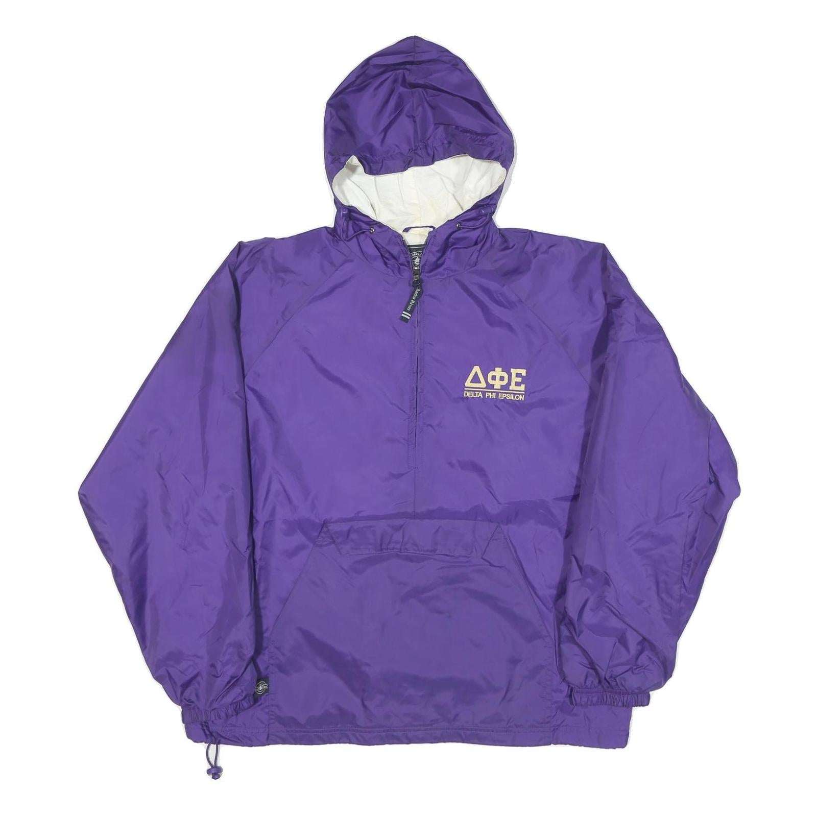 CHARLES RIVER Mens Purple Delta Phi Epsilon Pullover Nylon Hooded Jacket M Plain Refurbished - N/A refurbished available on Cerqular