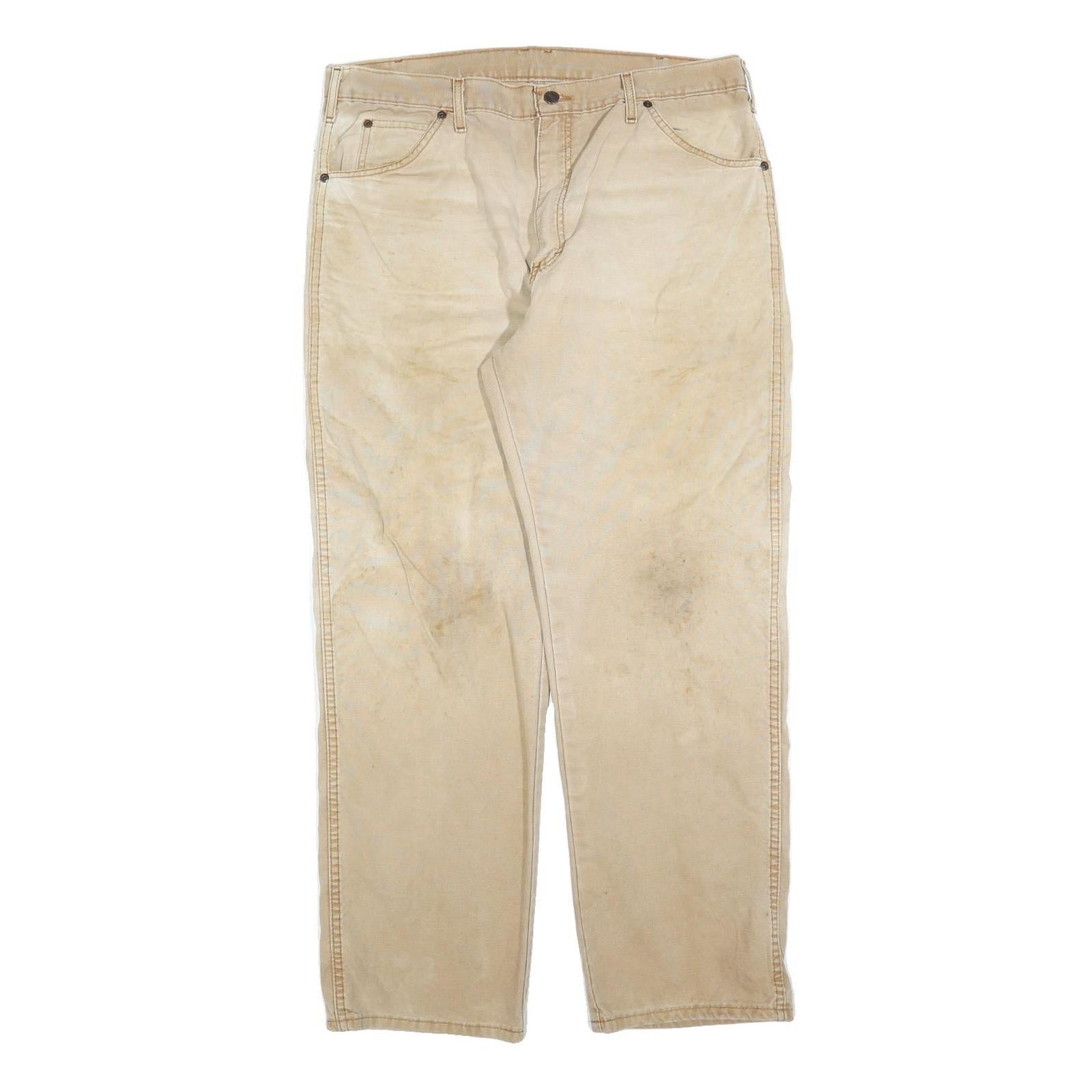 CARHARTT Mens Beige Relaxed Straight Cotton Blend Trousers W38 L30 Workwear Zip Refurbished - N/A refurbished available on Cerqular
