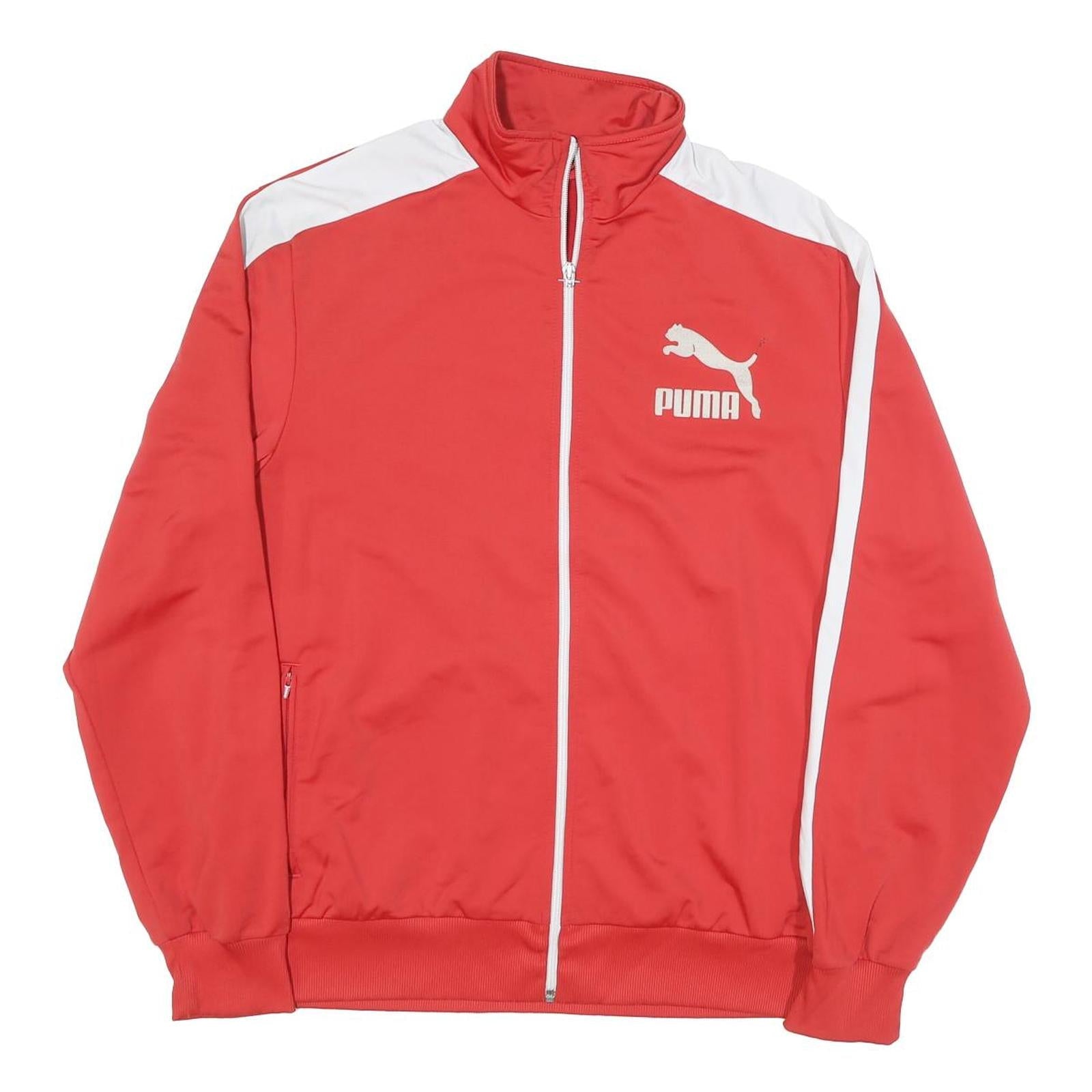 PUMA Mens Red & White Track Jacket L Polyester Zip Athletic Fit Sportswear Refurbished - N/A refurbished available on Cerqular