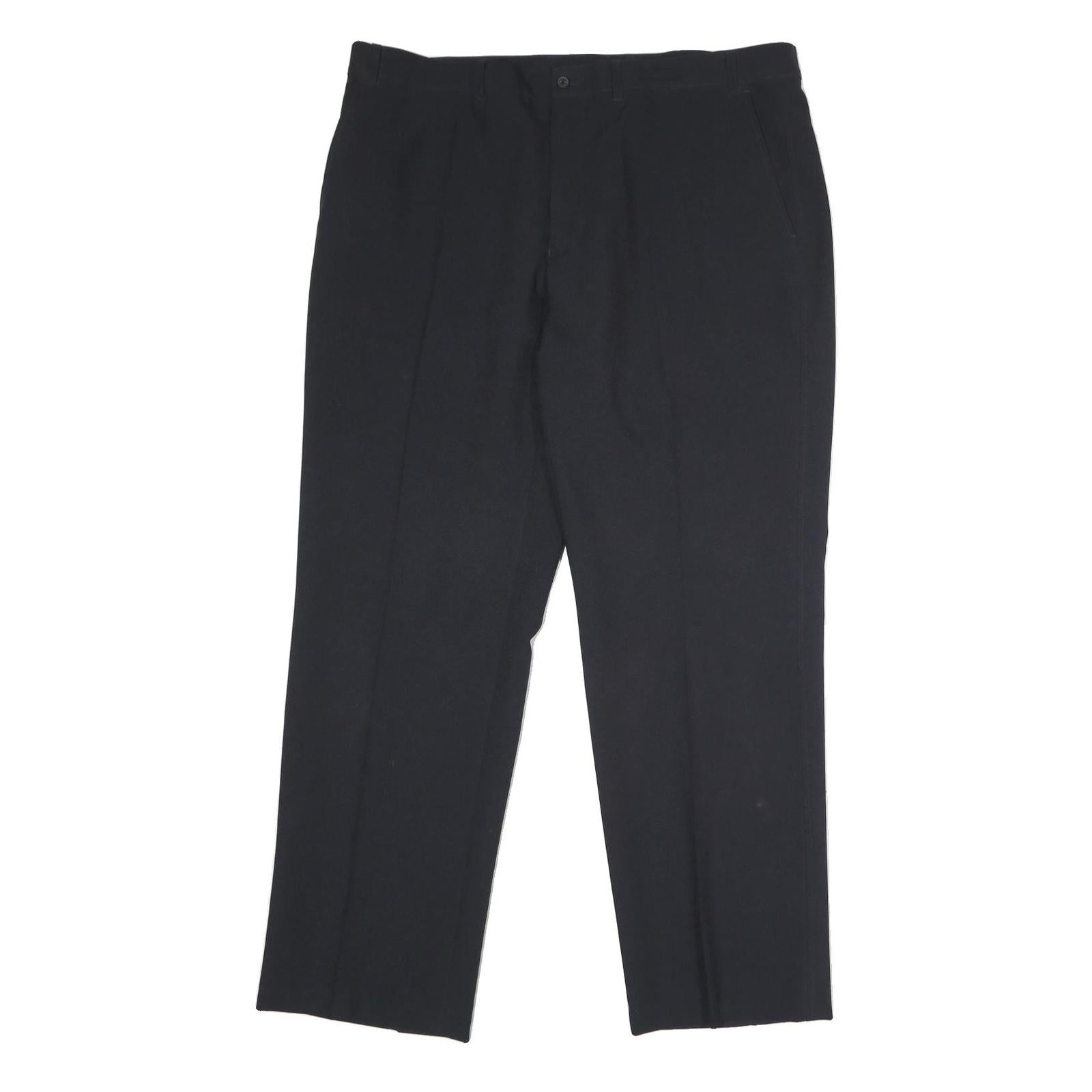 Womens Black Cotton Regular Fit Straight Leg Trousers W36 L32 Classic Zip Refurbished - N/A refurbished available on Cerqular