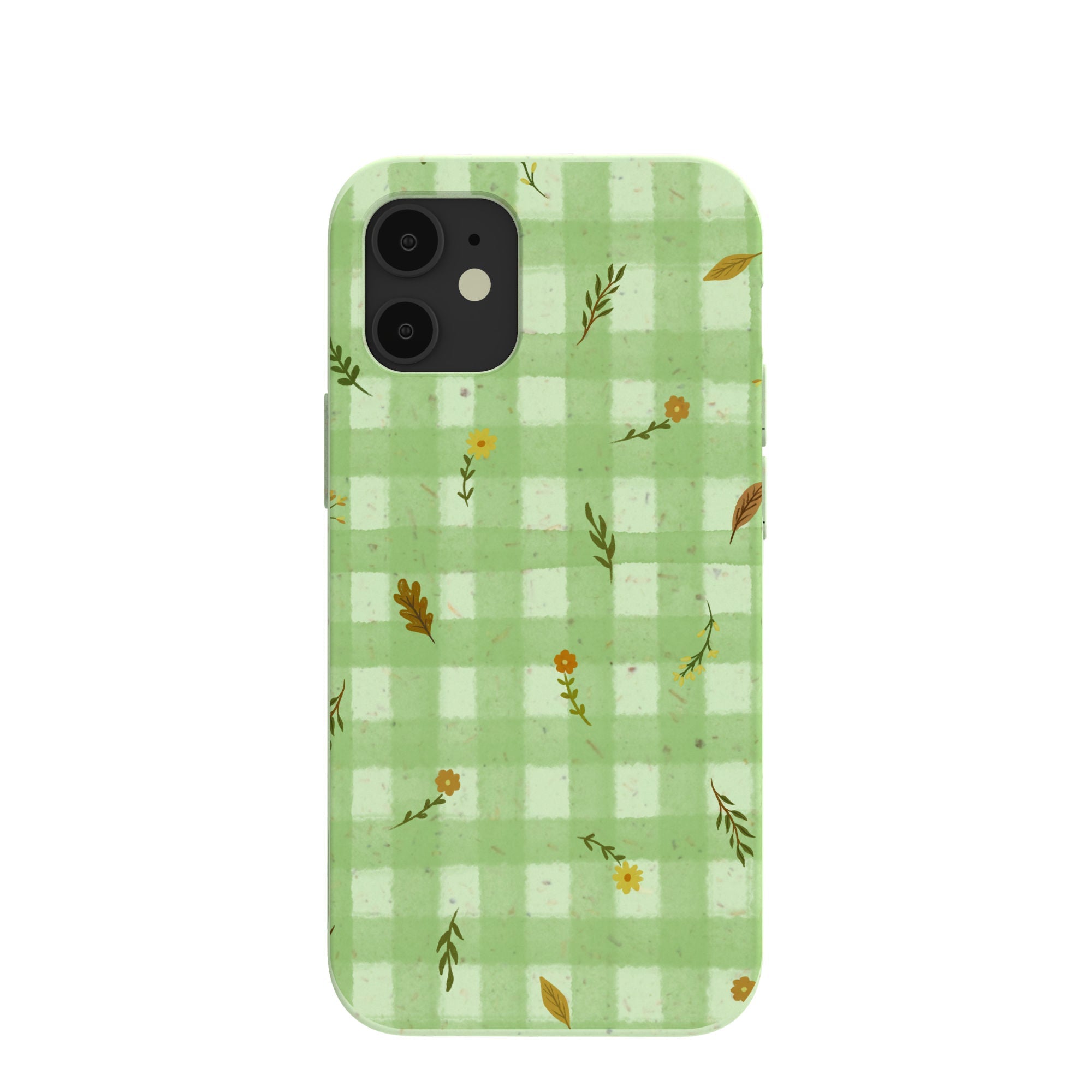 Sage Green Fall Gingham iPhone 12 Mini Case Refurbished - Pela Case refurbished available on Cerqular