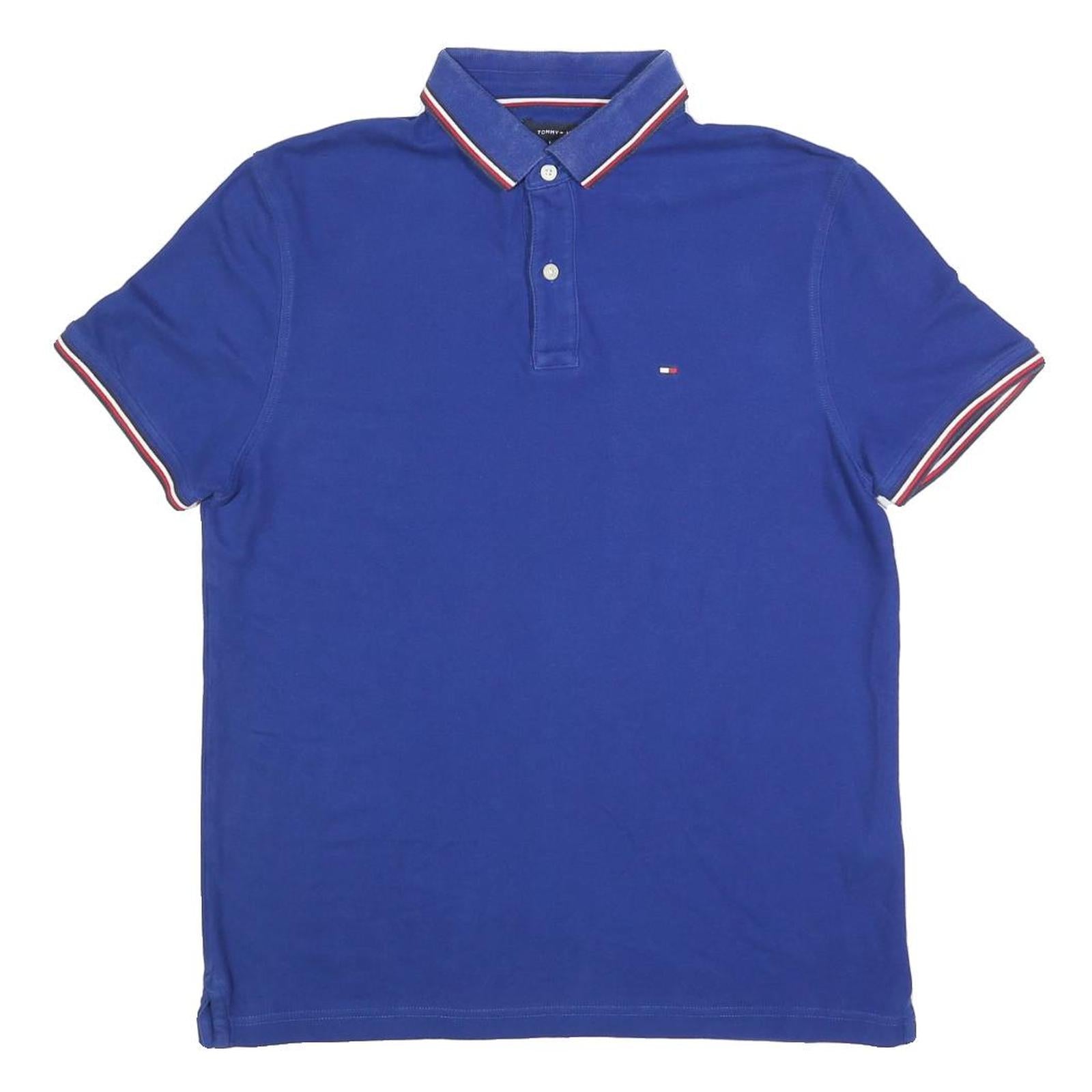 TOMMY HILFIGER Mens Blue Short Sleeve Polo Shirt M Classic Cotton Blend Refurbished - N/A refurbished available on Cerqular