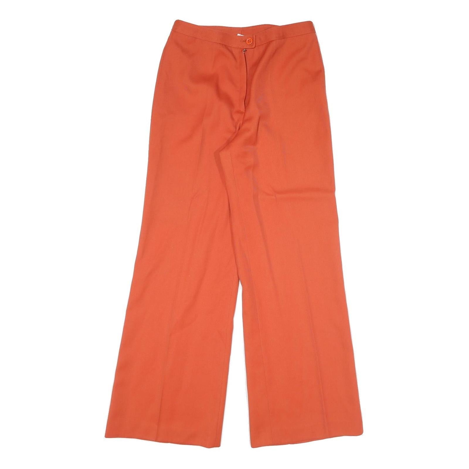 LUCIA Womens Wool Blend Relaxed Orange Trousers W27 L30 Button Zip Wide Leg Refurbished - N/A refurbished available on Cerqular