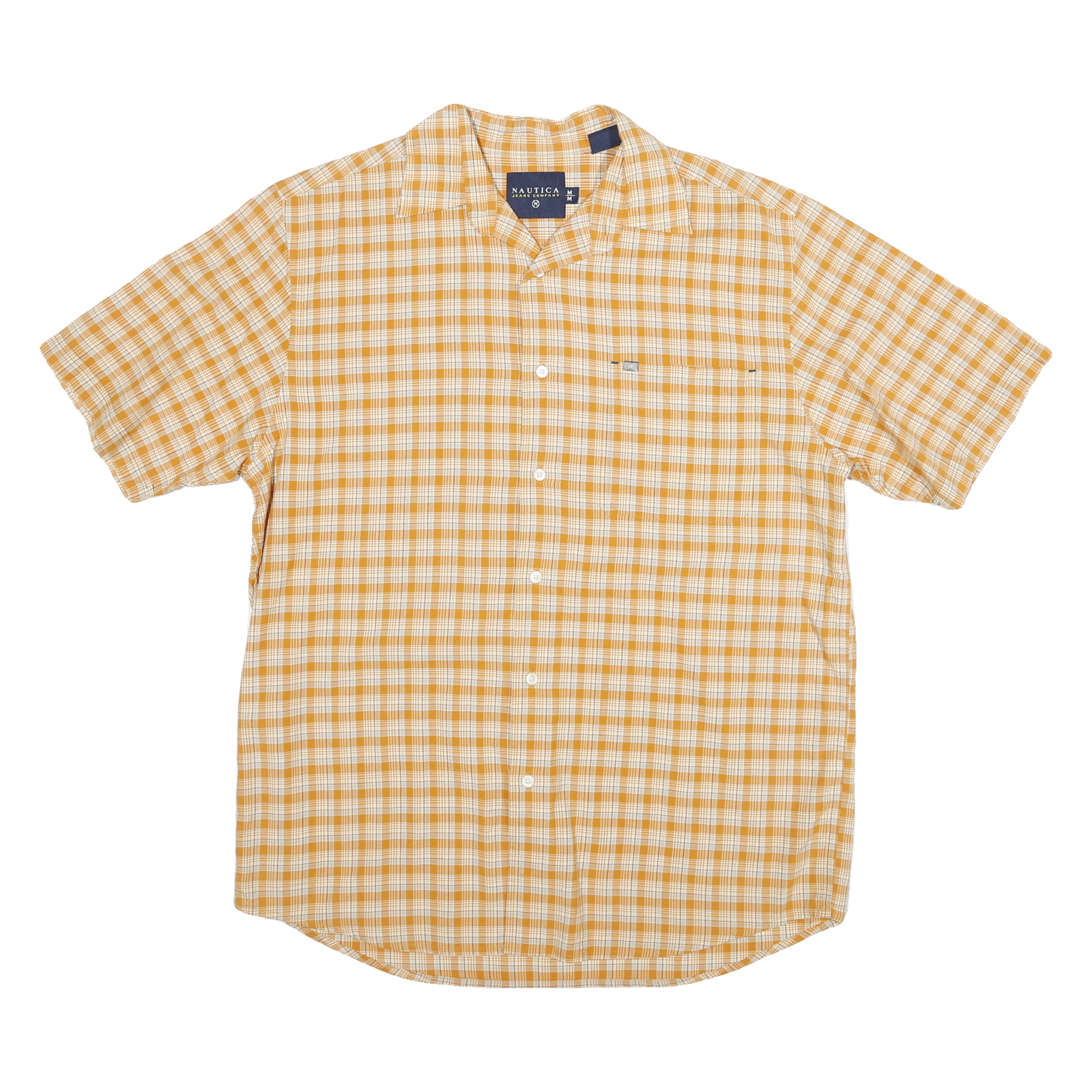 NAUTICA Mens Beige Check Short Sleeve Shirt M Cotton Blend Casual Summer Wear Refurbished - N/A refurbished available on Cerqular