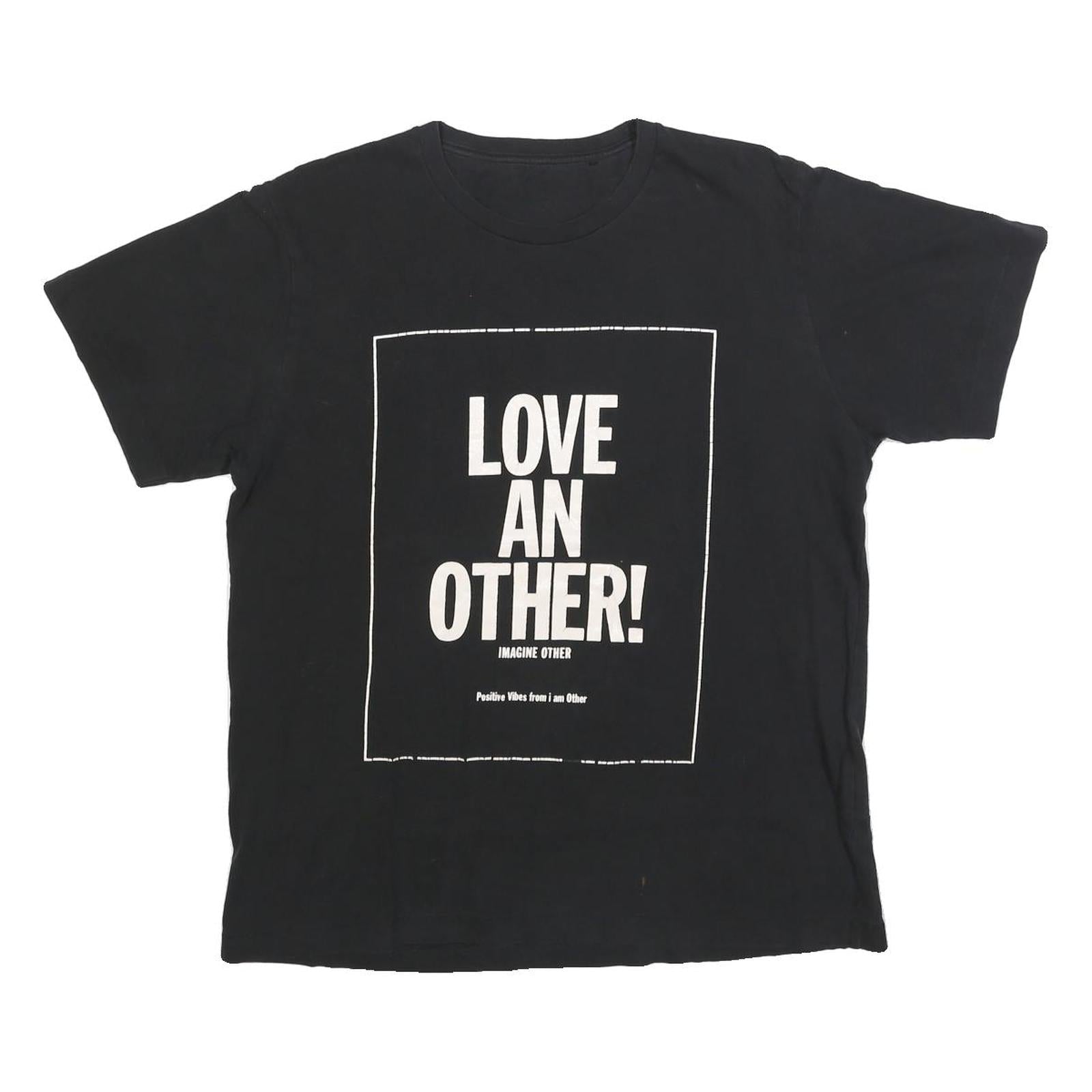 Womens Black Cotton Blend Graphic T-Shirt L Short Sleeve Crew Neck Love Positive Refurbished - N/A refurbished available on Cerqular