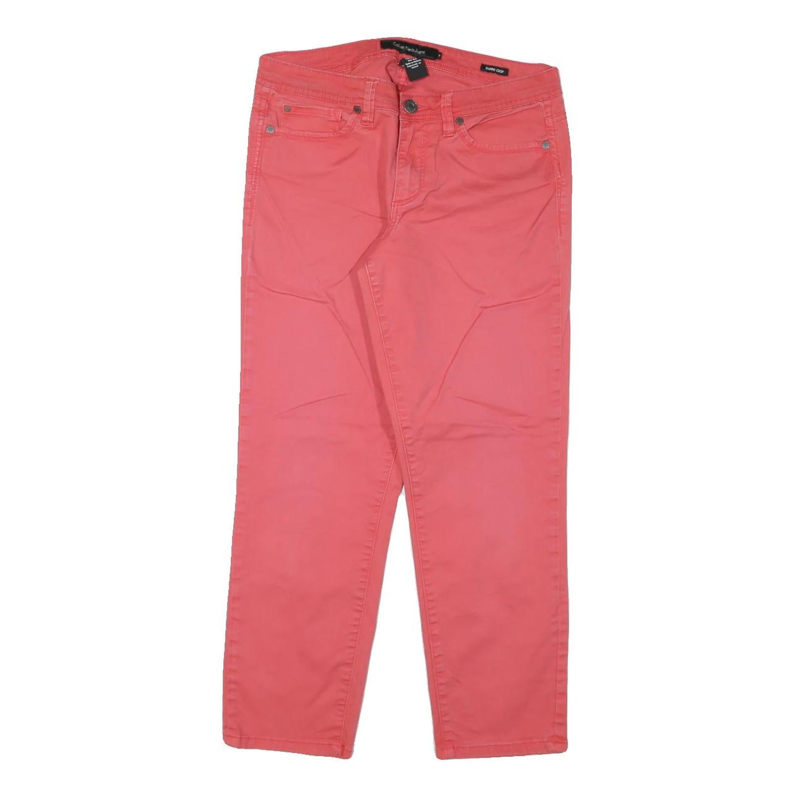 CALVIN KLEIN JEANS Womens Cotton Blend Coral Regular Straight Trousers W30 L25 Refurbished - N/A refurbished available on Cerqular