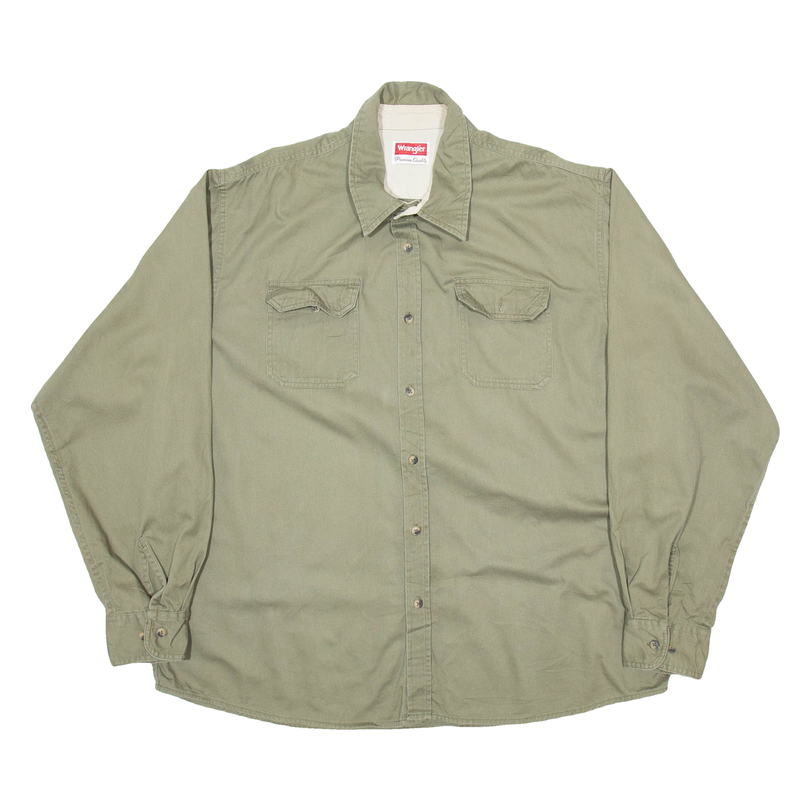 WRANGLER Mens Plain Shirt Green Long Sleeve 2XL Refurbished - N/A refurbished available on Cerqular