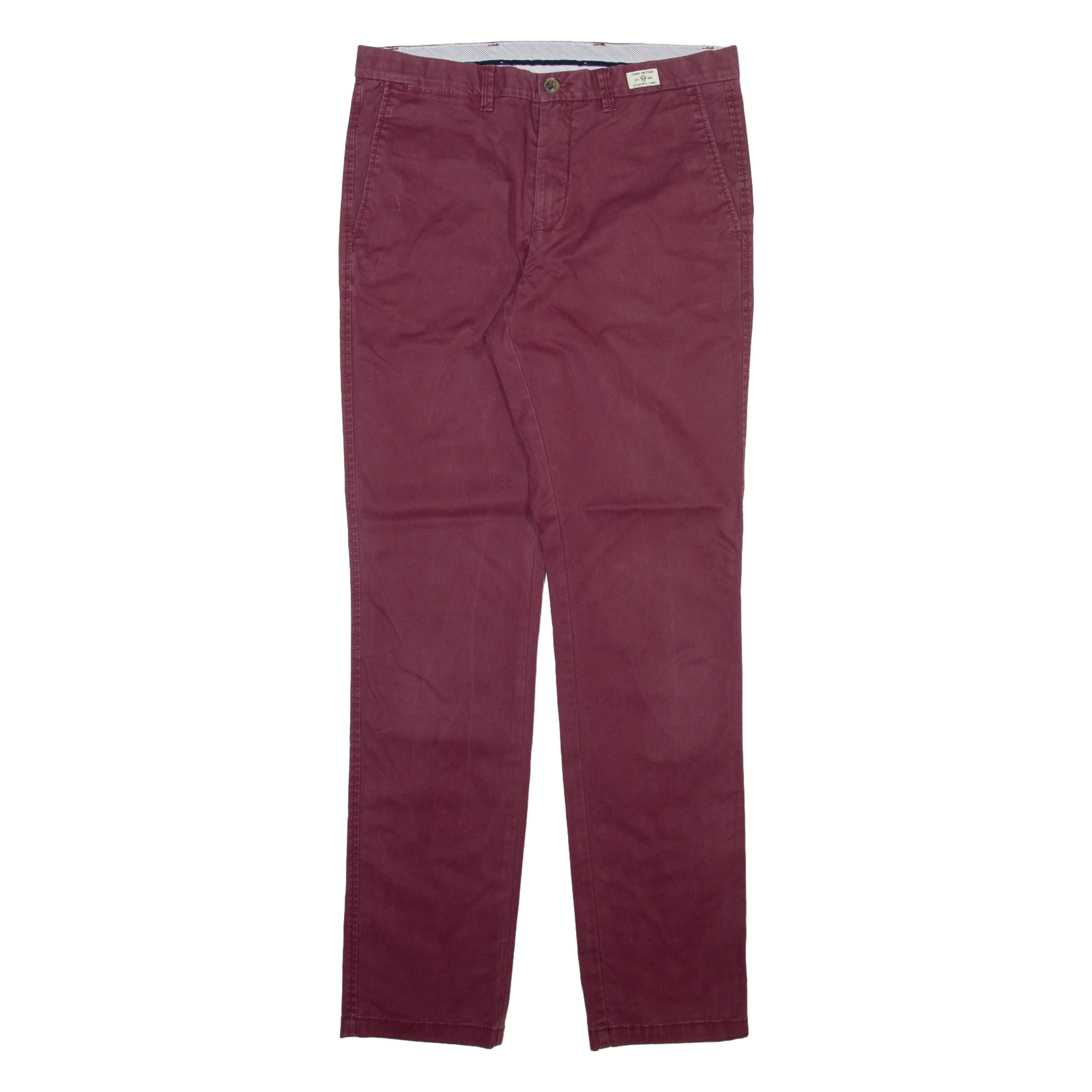 TOMMY HILFIGER Mens Trousers Maroon Slim Straight W32 L32 Refurbished - N/A refurbished available on Cerqular