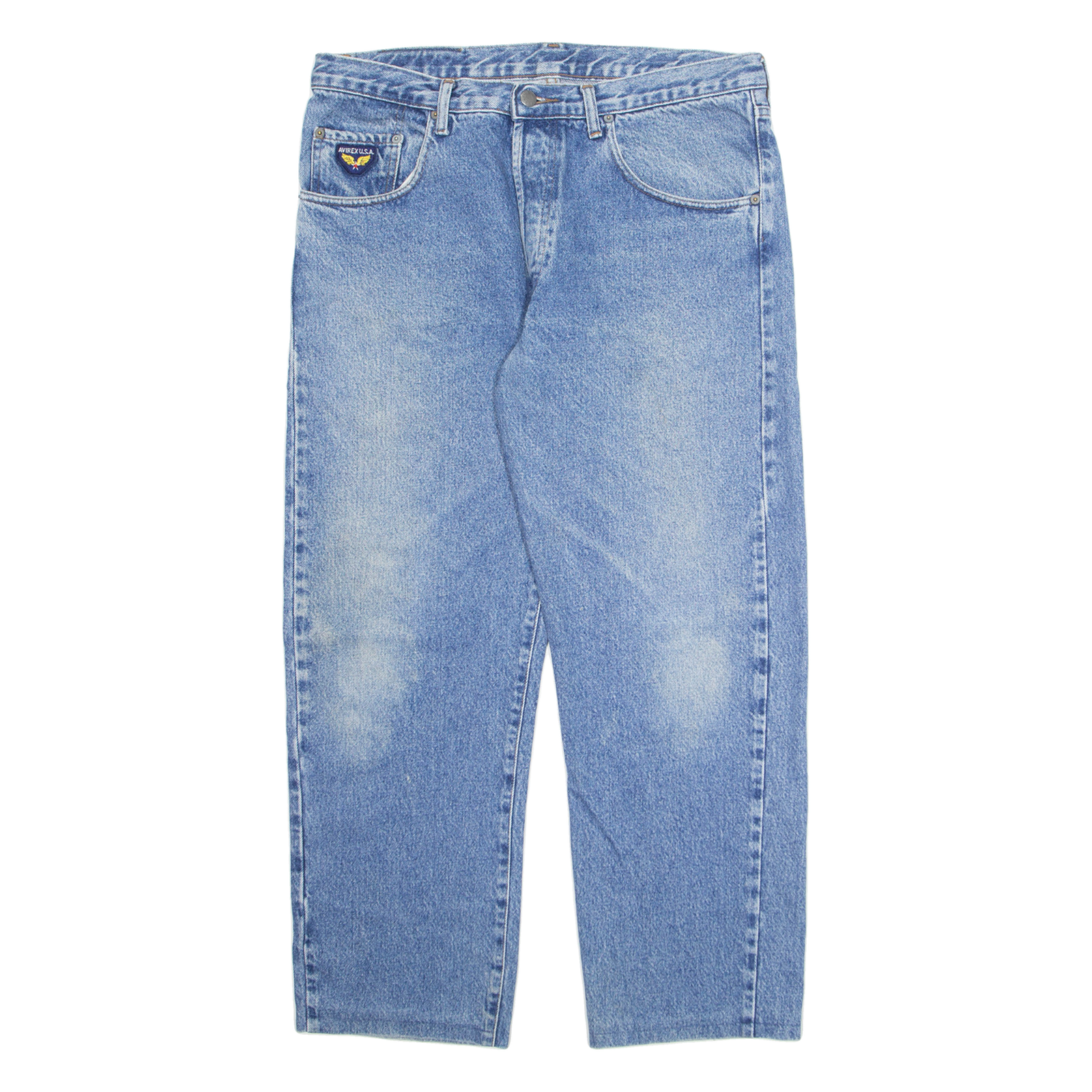 AVIREX Mens Jeans Blue Regular Straight Stone Wash W34 L28 Refurbished - N/A refurbished available on Cerqular