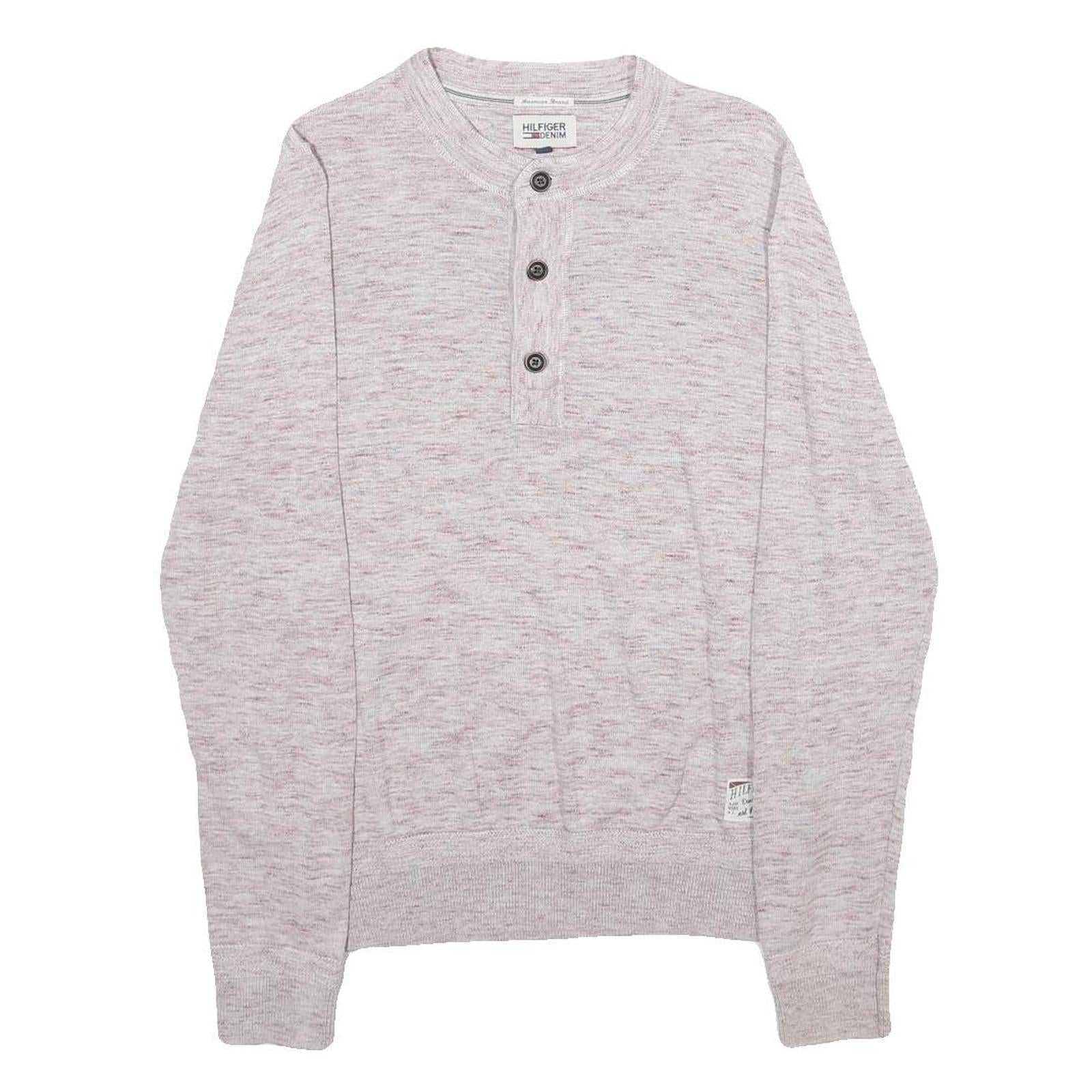 HILFIGER DENIM Mens Cream Pullover Plain Round Neck Basic Knit S Cotton Jumper Refurbished - N/A refurbished available on Cerqular