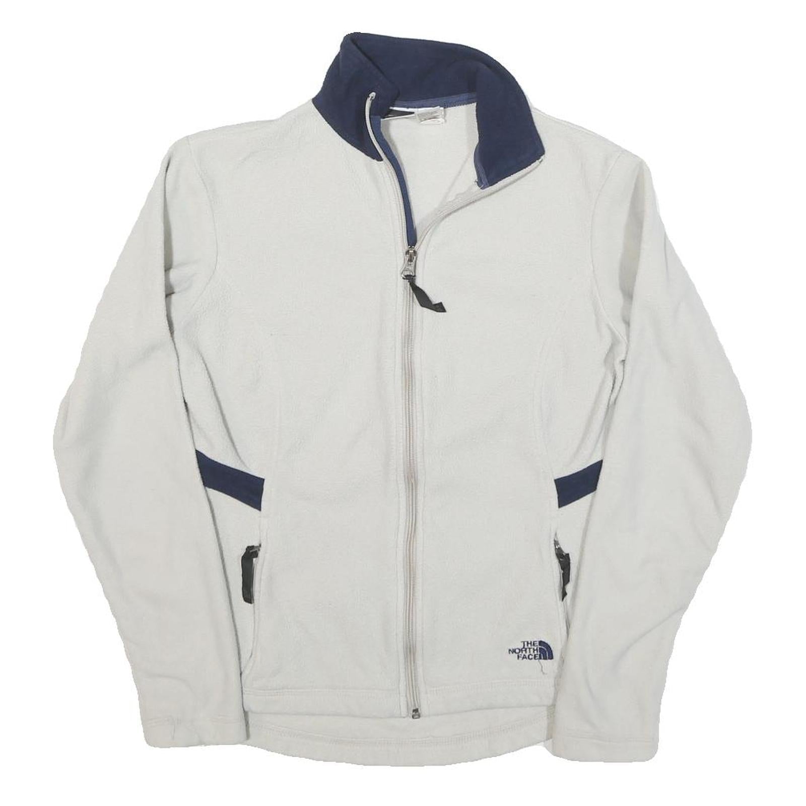 THE NORTH FACE Womens White & Navy Zip Jacket M Polyester Blend Plain Outdoor Refurbished - N/A refurbished available on Cerqular