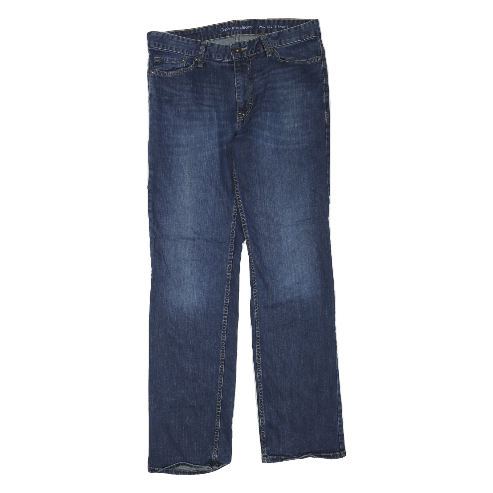 CALVIN KLEIN JEANS Womens Jeans Blue Regular Straight Denim Medium W32 L32 Zip Refurbished - N/A refurbished available on Cerqular