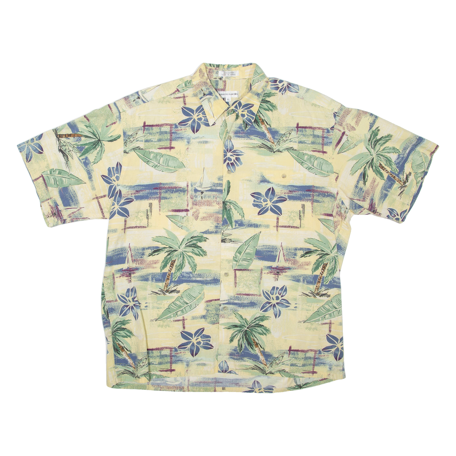 PIERRE CARDIN Mens Hawaiian Shirt Green Floral XL Refurbished - N/A refurbished available on Cerqular