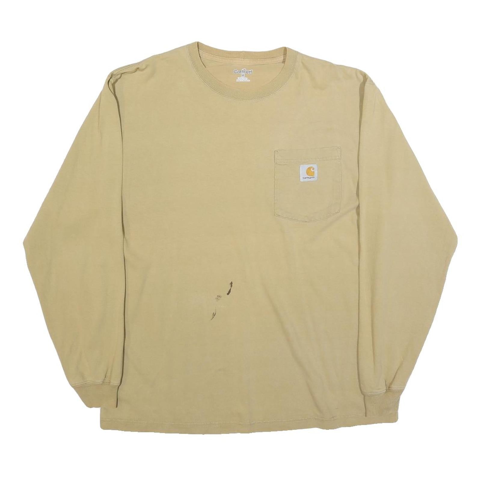 CARHARTT Mens Beige Long Sleeve Crew Neck Pocket T-Shirt M Cotton Blend Refurbished - N/A refurbished available on Cerqular