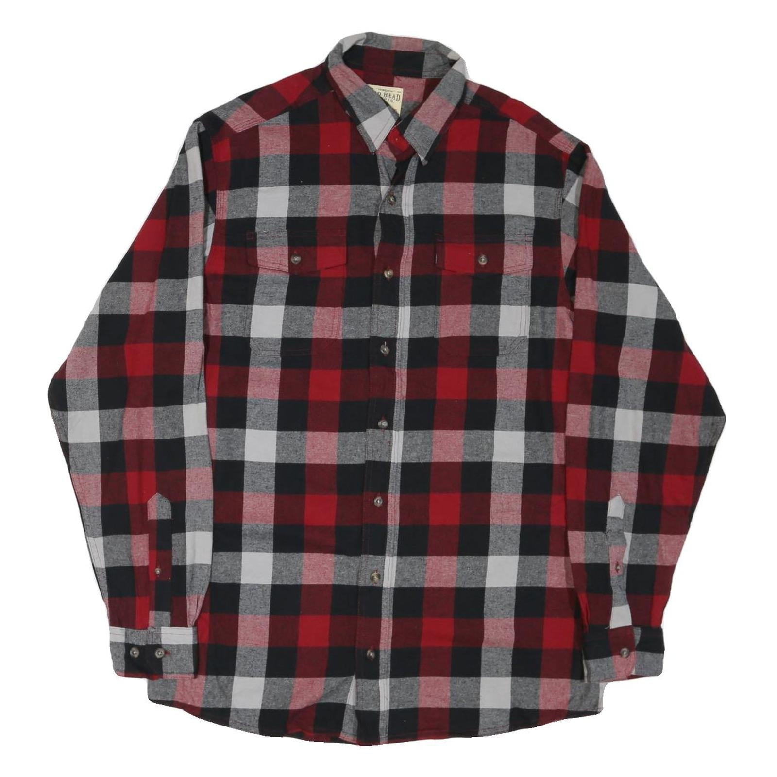 RED HEAD Mens Red & Black Check Cotton Blend Shirt L Long Sleeve Casual Refurbished - N/A refurbished available on Cerqular
