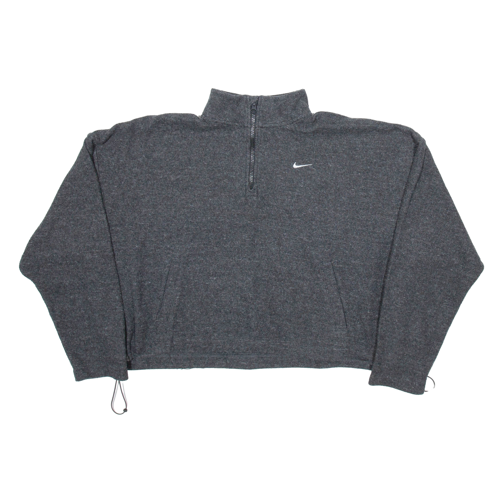 NIKE Cropped Womens Jumper Grey 1/4 Zip Tight Knit L Refurbished - N/A refurbished available on Cerqular