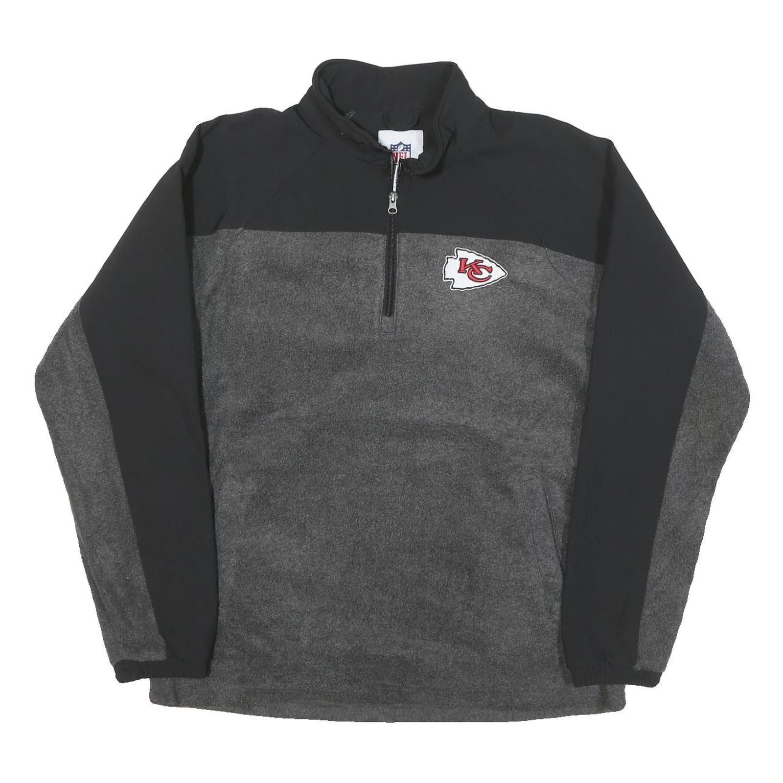 NFL Mens Black & Grey Pullover Patterned 1/4 Zip Jumper XL NFL Logo Refurbished - N/A refurbished available on Cerqular