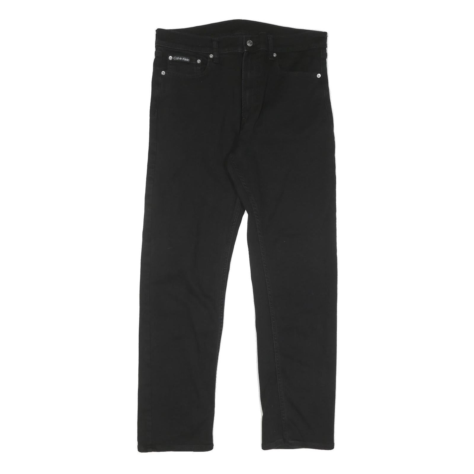 CALVIN KLEIN Mens Regular Black Jeans Denim W34 L30 Classic Cotton Blend Zip Refurbished - N/A refurbished available on Cerqular