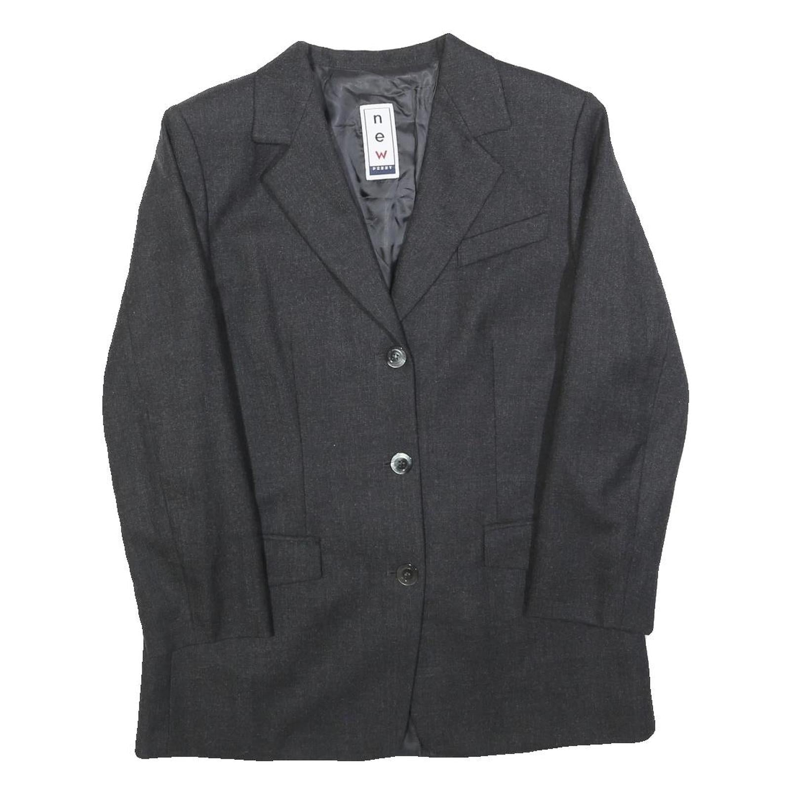 NEW PENNY Womens Grey Button Wool Jacket S Woven Classic Tailored Refurbished - N/A refurbished available on Cerqular