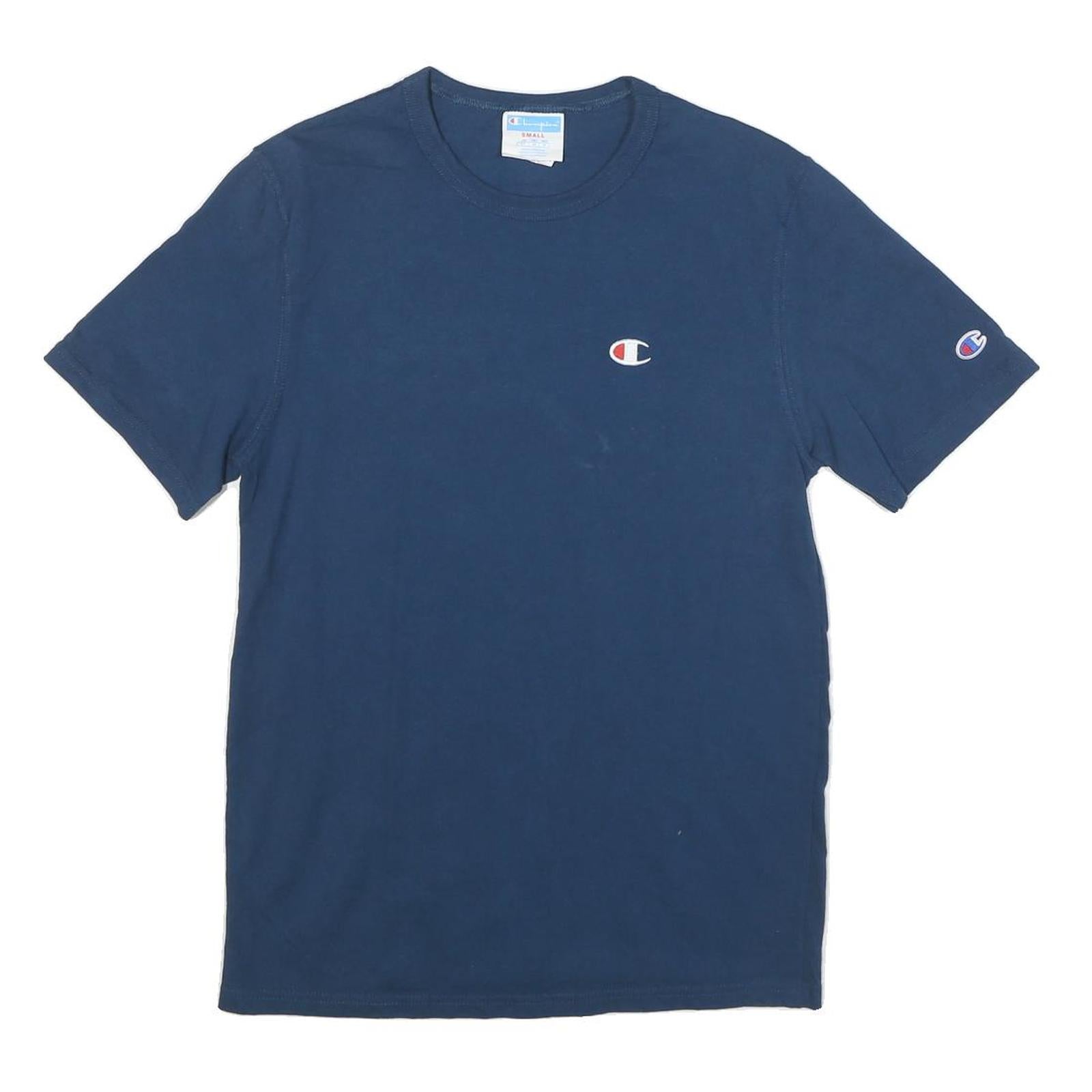 CHAMPION Mens Blue S Short Sleeve Crew Neck Logo T-Shirt Cotton Blend Refurbished - N/A refurbished available on Cerqular