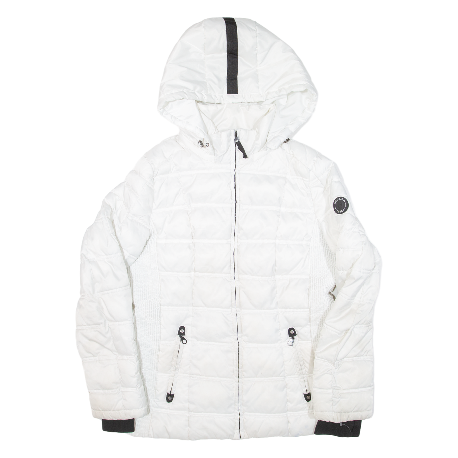 NAUTICA Womens Puffer Coat White Hooded L Refurbished - N/A refurbished available on Cerqular