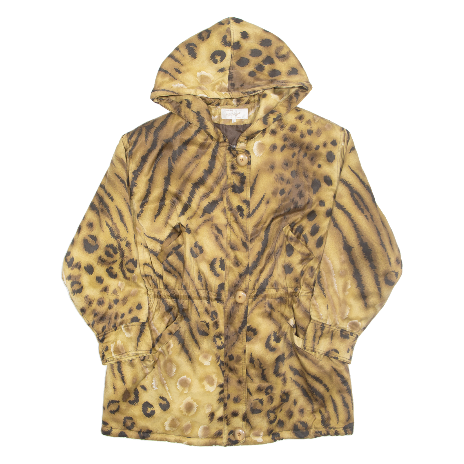 RITA NAZZARI Cheetah Womens Parka Coat Brown Hooded L Refurbished - N/A refurbished available on Cerqular