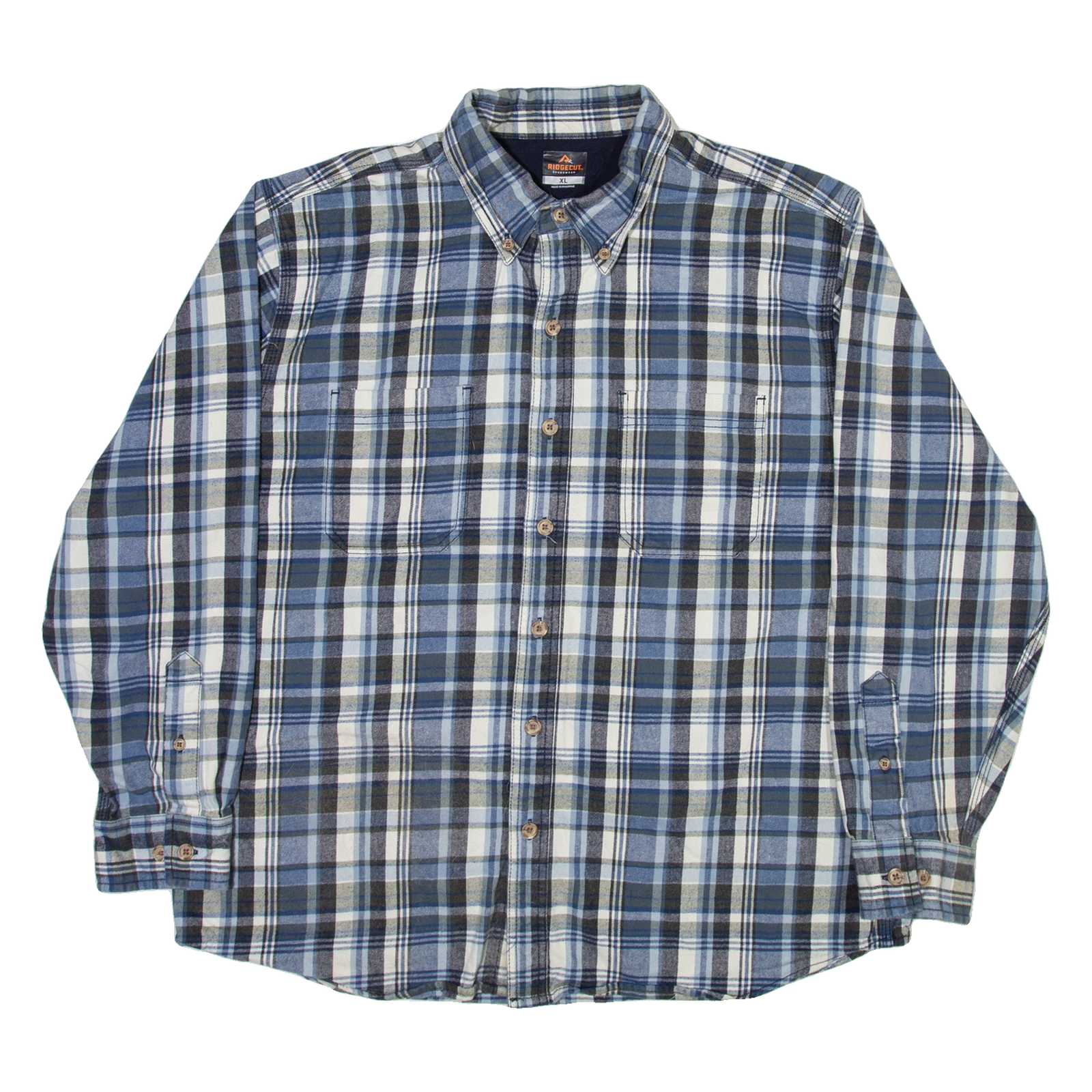 RIDGECUT Mens Shirt Blue Check Long Sleeve XL Refurbished - N/A refurbished available on Cerqular