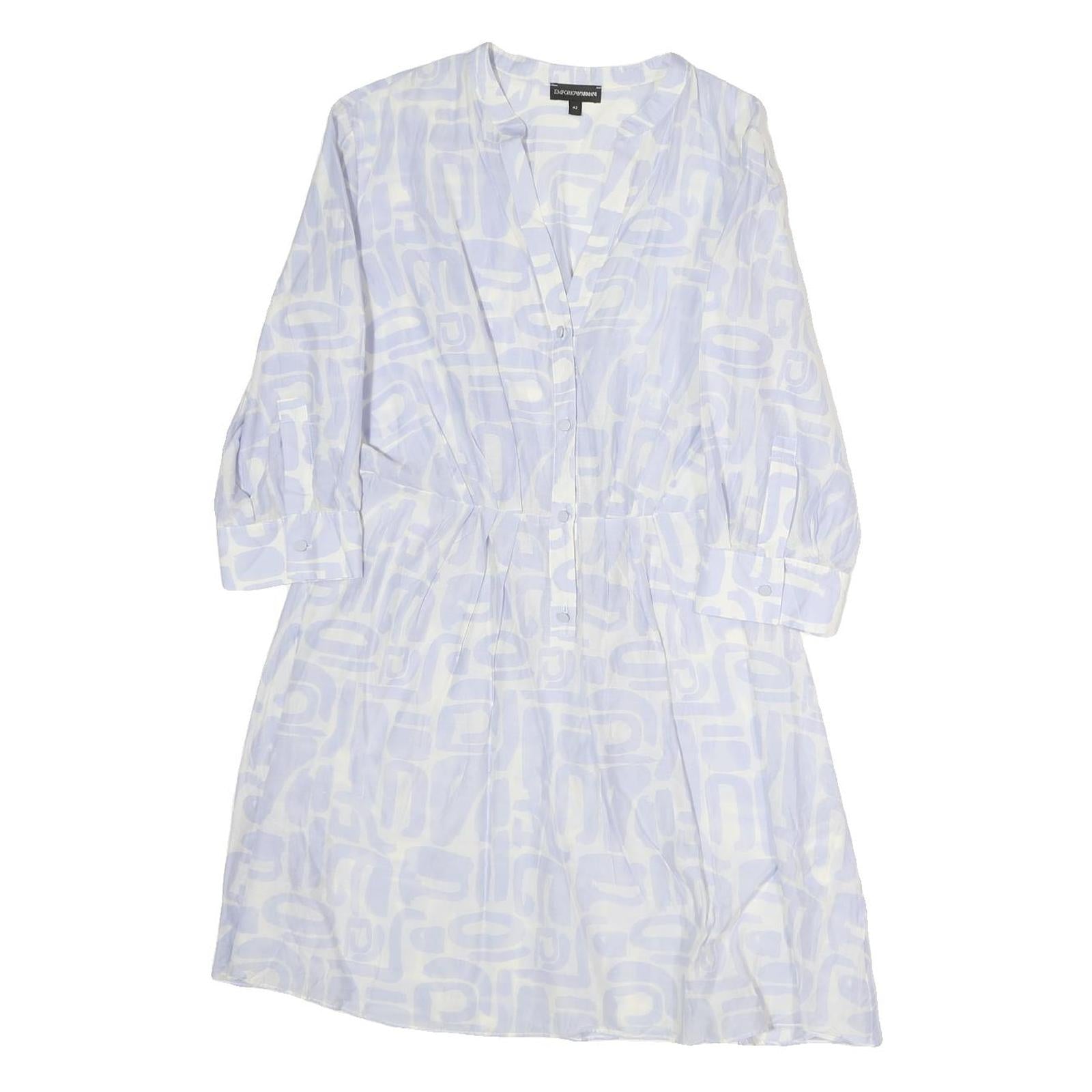 EMPORIO ARMANI Womens White Light Blue Cotton Blend Day Dress Long Sleeve M Refurbished - N/A refurbished available on Cerqular