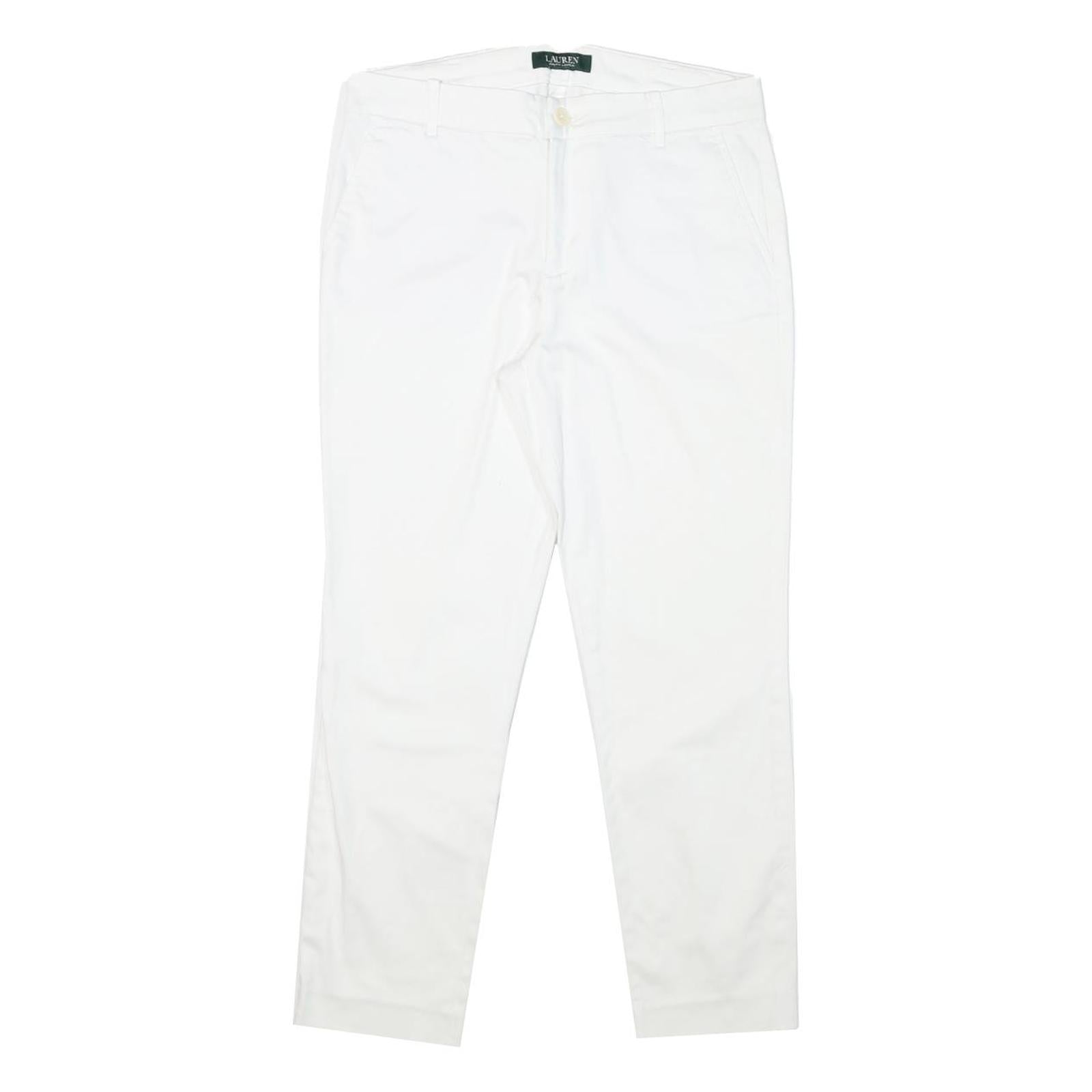 LAUREN RALPH LAUREN Womens Cotton Blend White Slim Straight Trousers W28 L25 Refurbished - N/A refurbished available on Cerqular