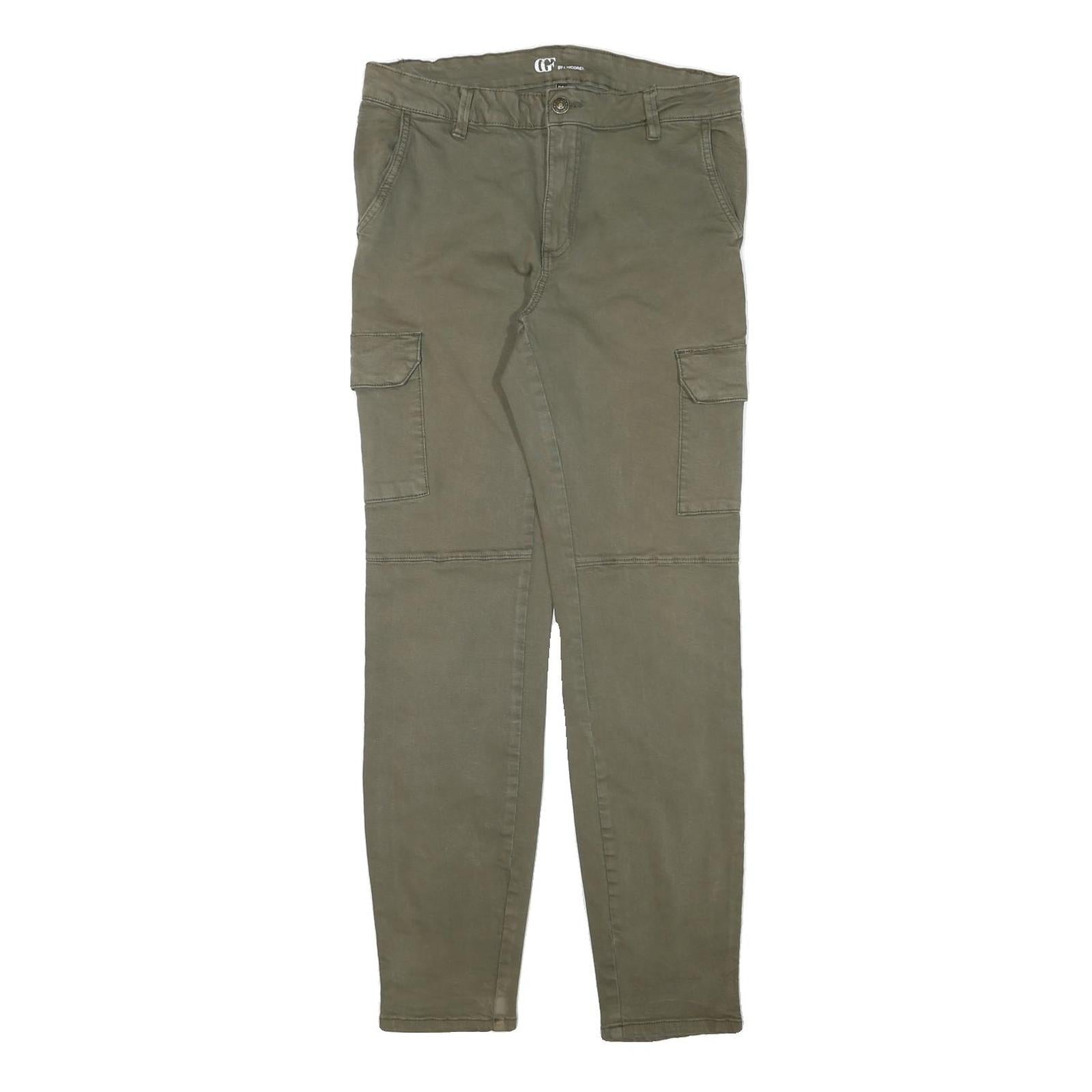 Womens Slim Fit Olive Green Cotton Blend Slim Tapered Trousers W30 L29 Cargo Refurbished - N/A refurbished available on Cerqular