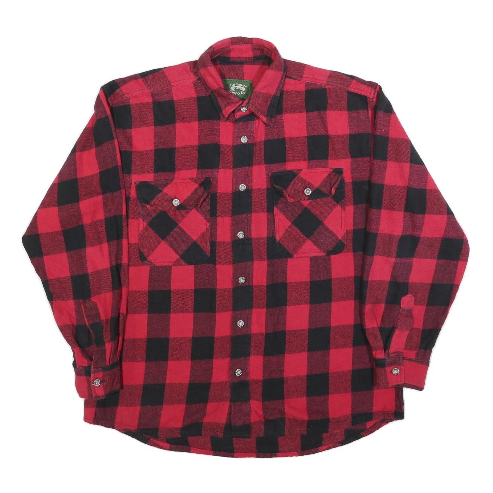 STILLWATER SUPPLY CO Mens Red & Black Check Shirt XL Cotton Blend Lumberjack Refurbished - N/A refurbished available on Cerqular