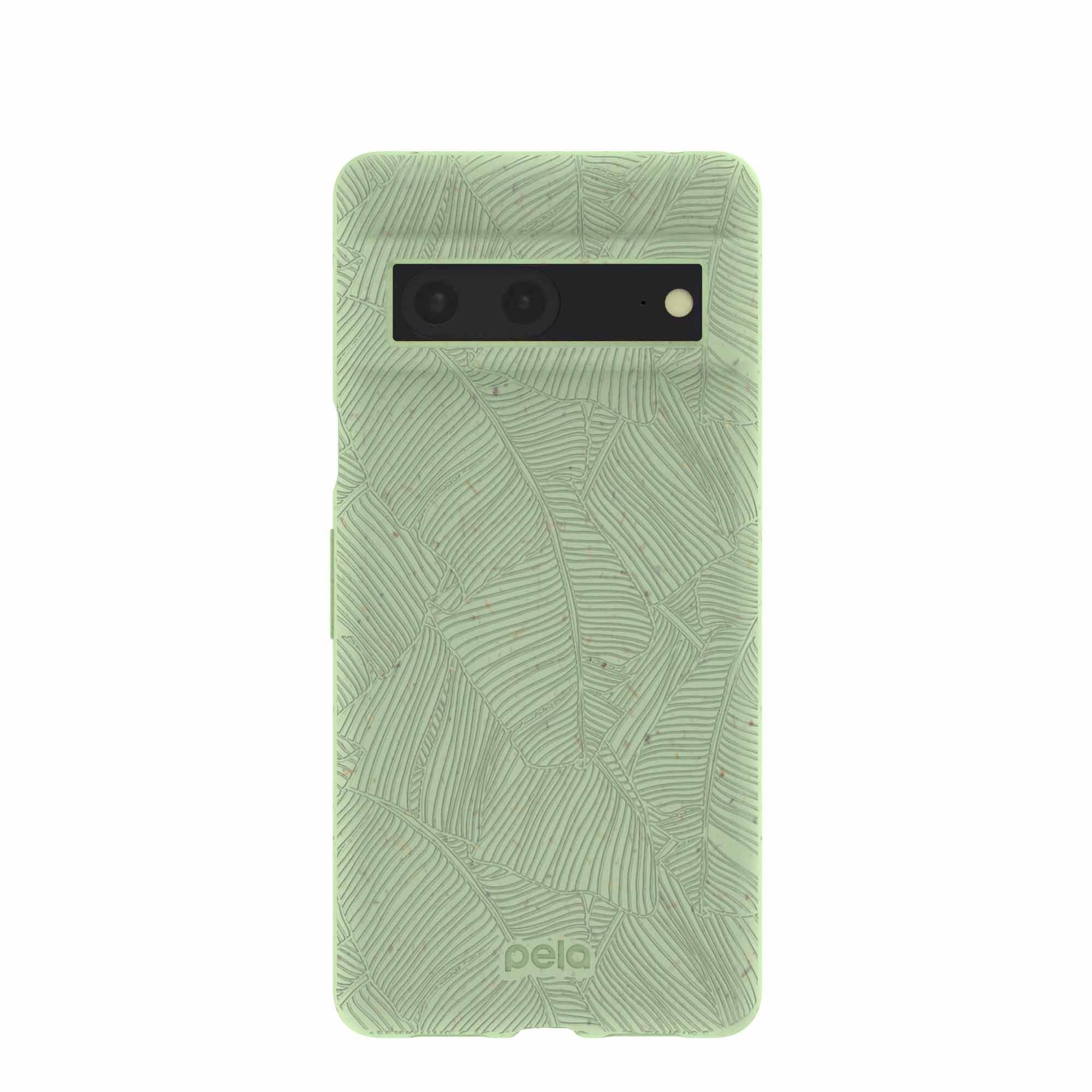 Sage Green Lushy Leaves Google Pixel 7 Case Refurbished - Pela Case refurbished available on Cerqular