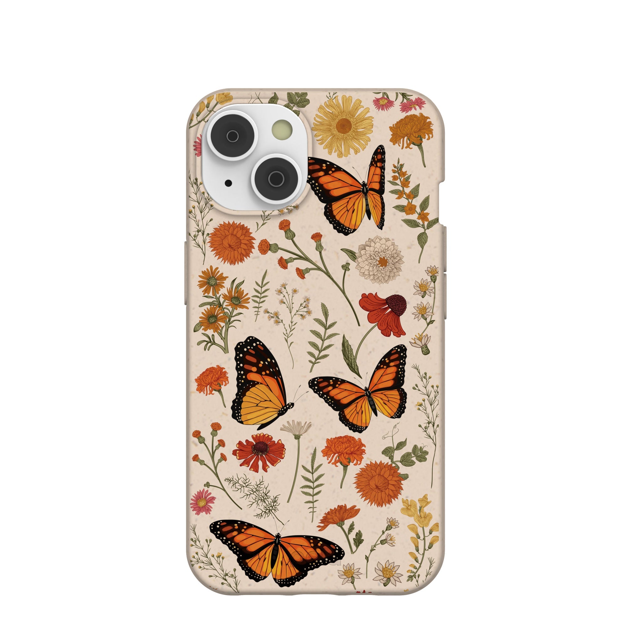 Seashell Monarch Butterfly iPhone 14/16e Case Refurbished - Pela Case refurbished available on Cerqular