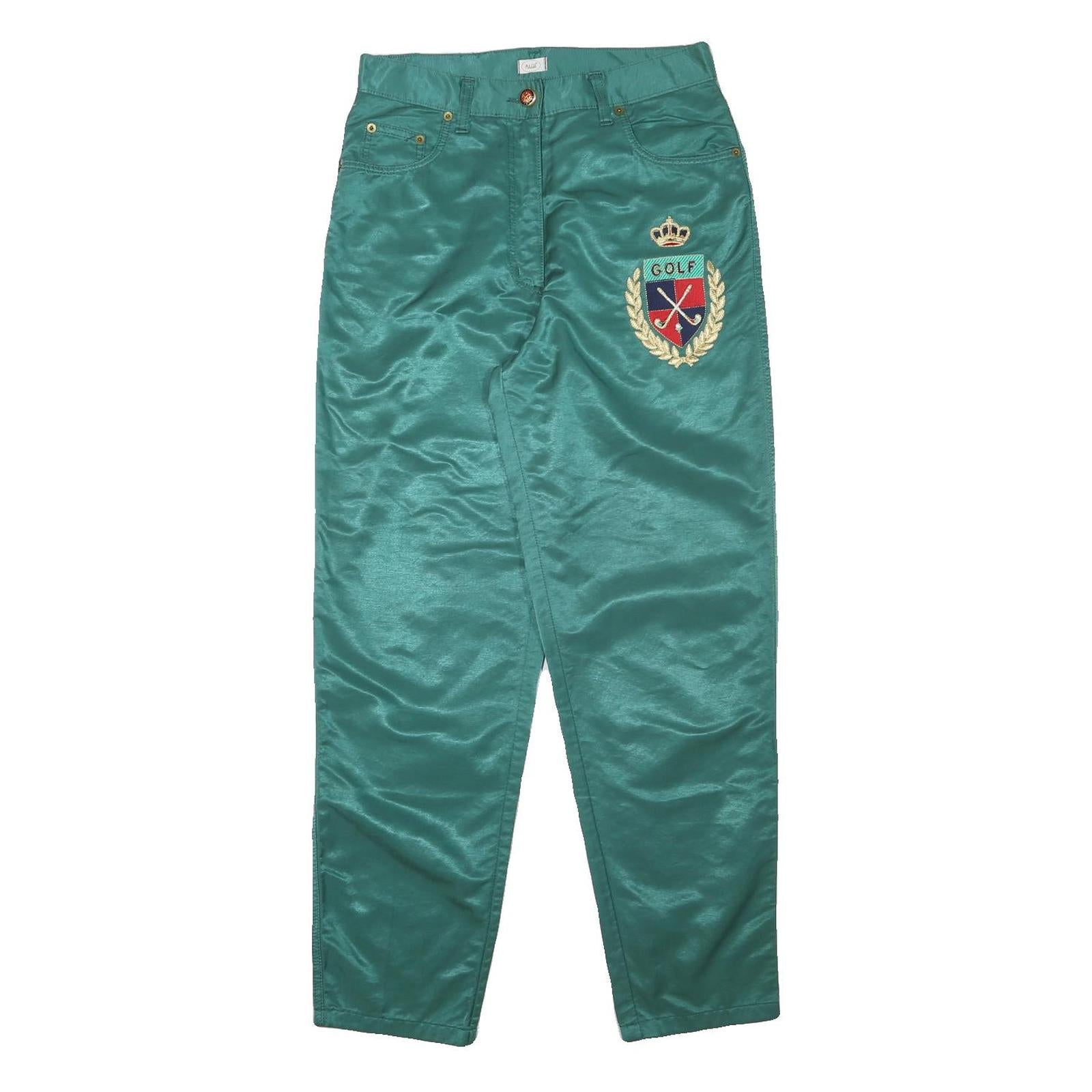 MAGIA Womens Cotton Blend Green Regular Trousers W30 L29 Embroidered Design Zip Refurbished - N/A refurbished available on Cerqular