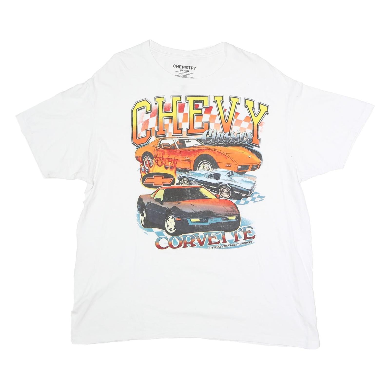 CHEMISTRY Mens White Chevy Classics Graphic T-Shirt XL Short Sleeve Crew Neck Refurbished - N/A refurbished available on Cerqular