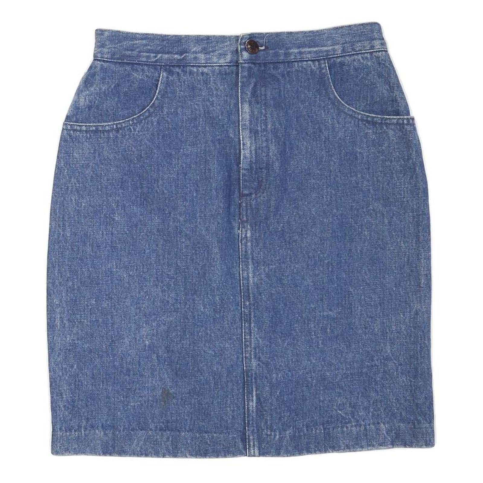 GUESS Womens Blue Denim Mini Cotton Blend Plain Skirt Size S Retro Style Refurbished - N/A refurbished available on Cerqular