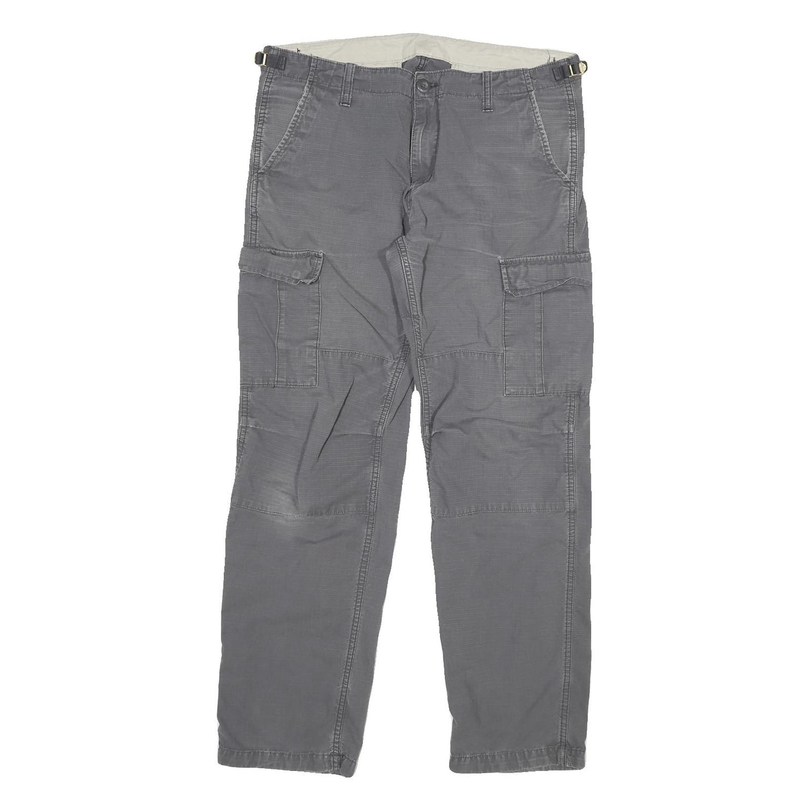 CARHARTT Mens Cotton Blend Grey Regular Straight Trousers W33 L29 Casual Refurbished - N/A refurbished available on Cerqular