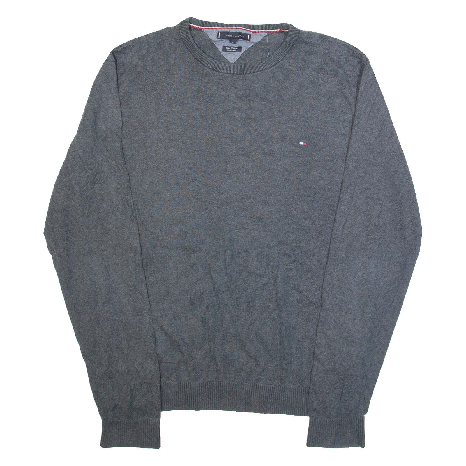 TOMMY HILFIGER Mens Jumper Grey Tight Knit L Refurbished - N/A refurbished available on Cerqular