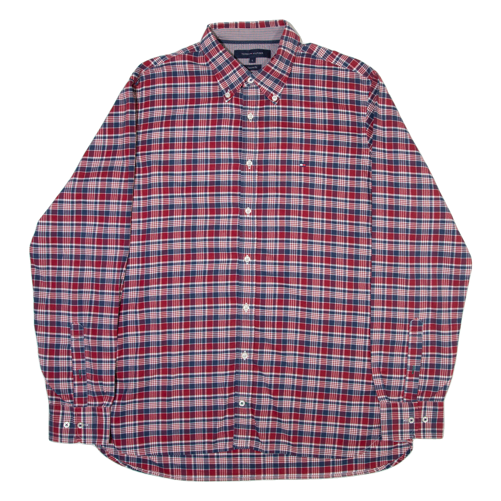 TOMMY HILFIGER Custom Fit Mens Shirt Red Check Long Sleeve L Refurbished - N/A refurbished available on Cerqular