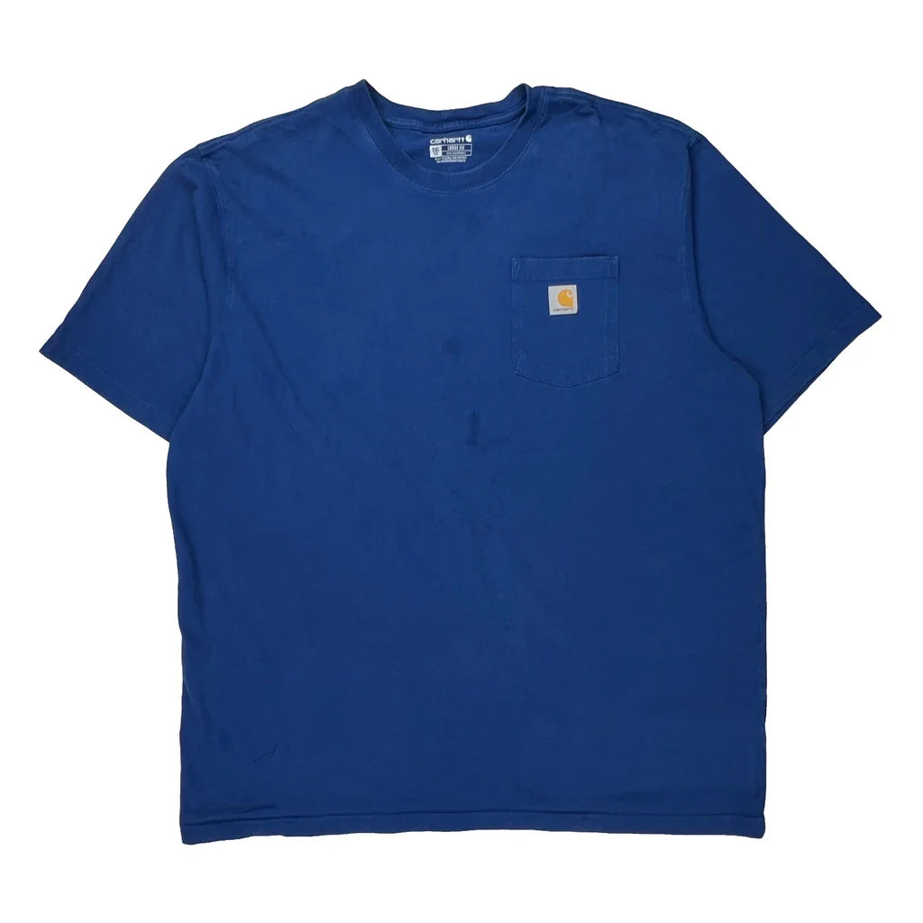 Loose Fit Carhartt Tall T-Shirt - 2XL Blue Cotton Refurbished - Thrifted (note: this is a term often used to describe second- refurbished available on Cerqular