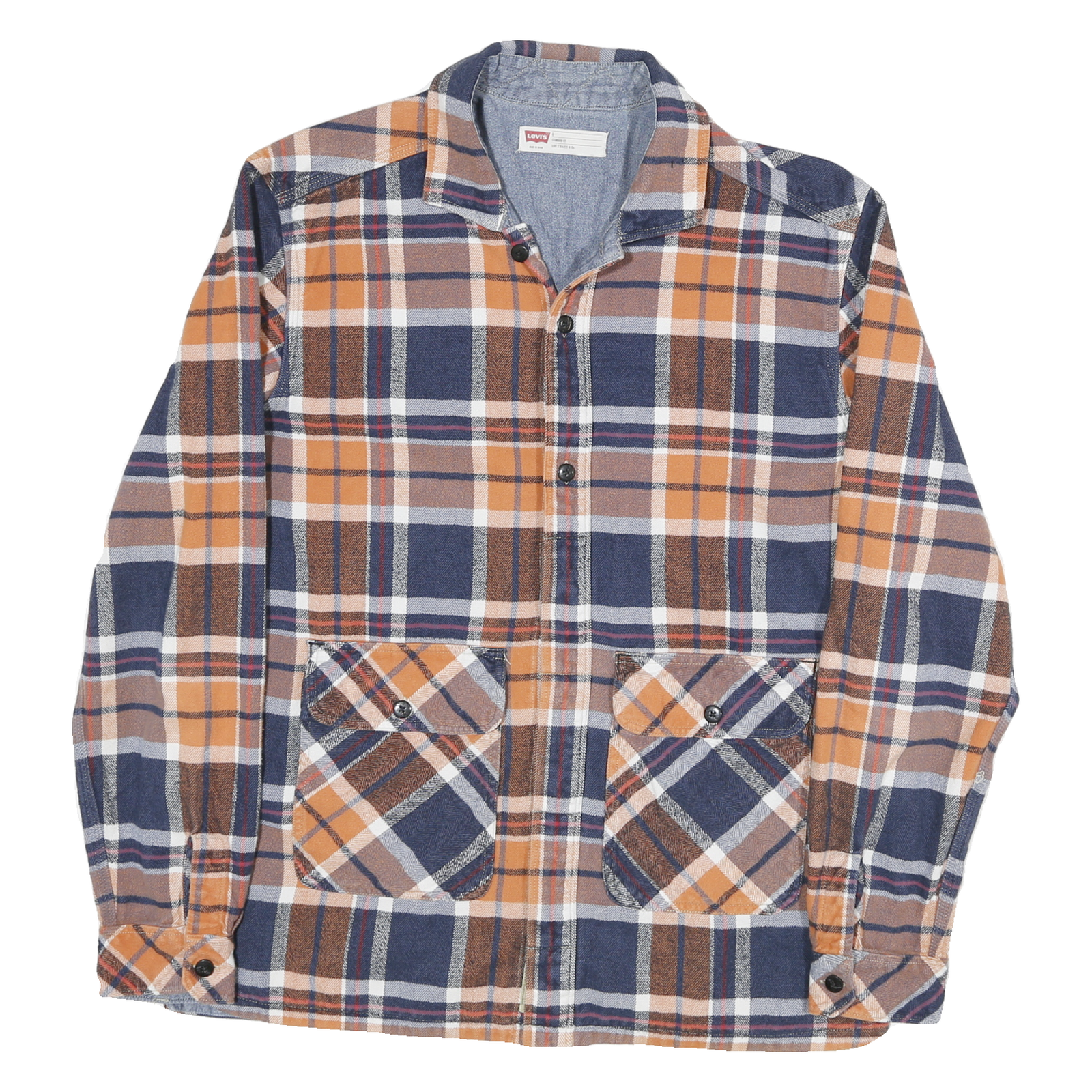 Buy LEVI'S Mens Blue & Orange Plaid Shirt L Cotton Blend Casual Button Up Long Refurbished - $36.39 LEVI'S Mens Blue & Orange Plaid Shirt L Cotton Blend Casual Button Up Long Refurbished - N/A refurbished available on Cerqular