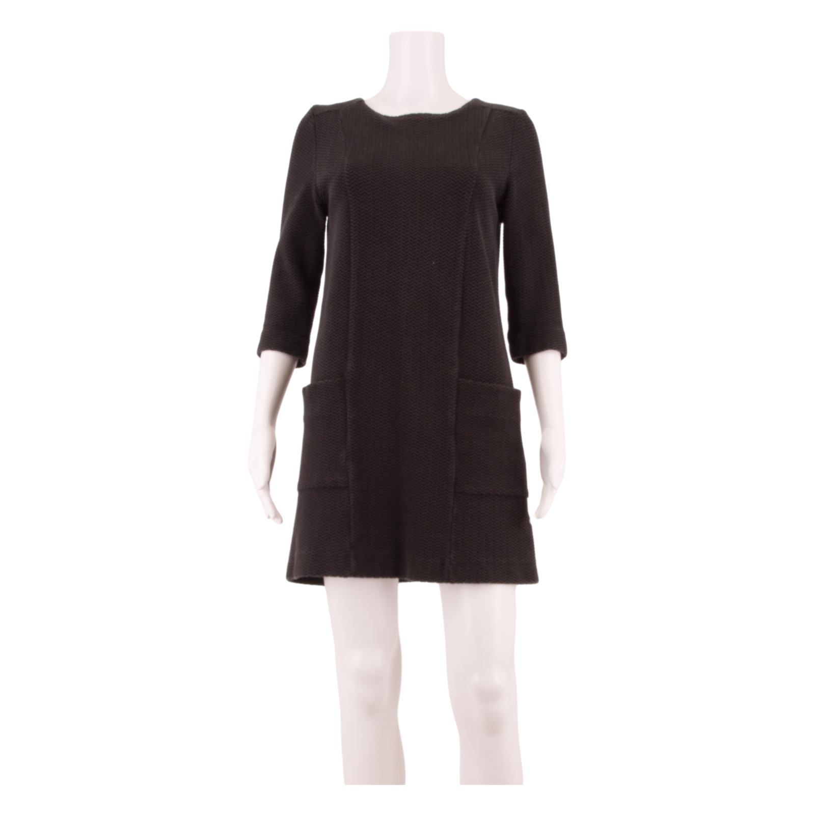 GANNI Stretch Womens Shift Dress Black Viscose Herringbone Knee Length M Refurbished - N/A refurbished available on Cerqular