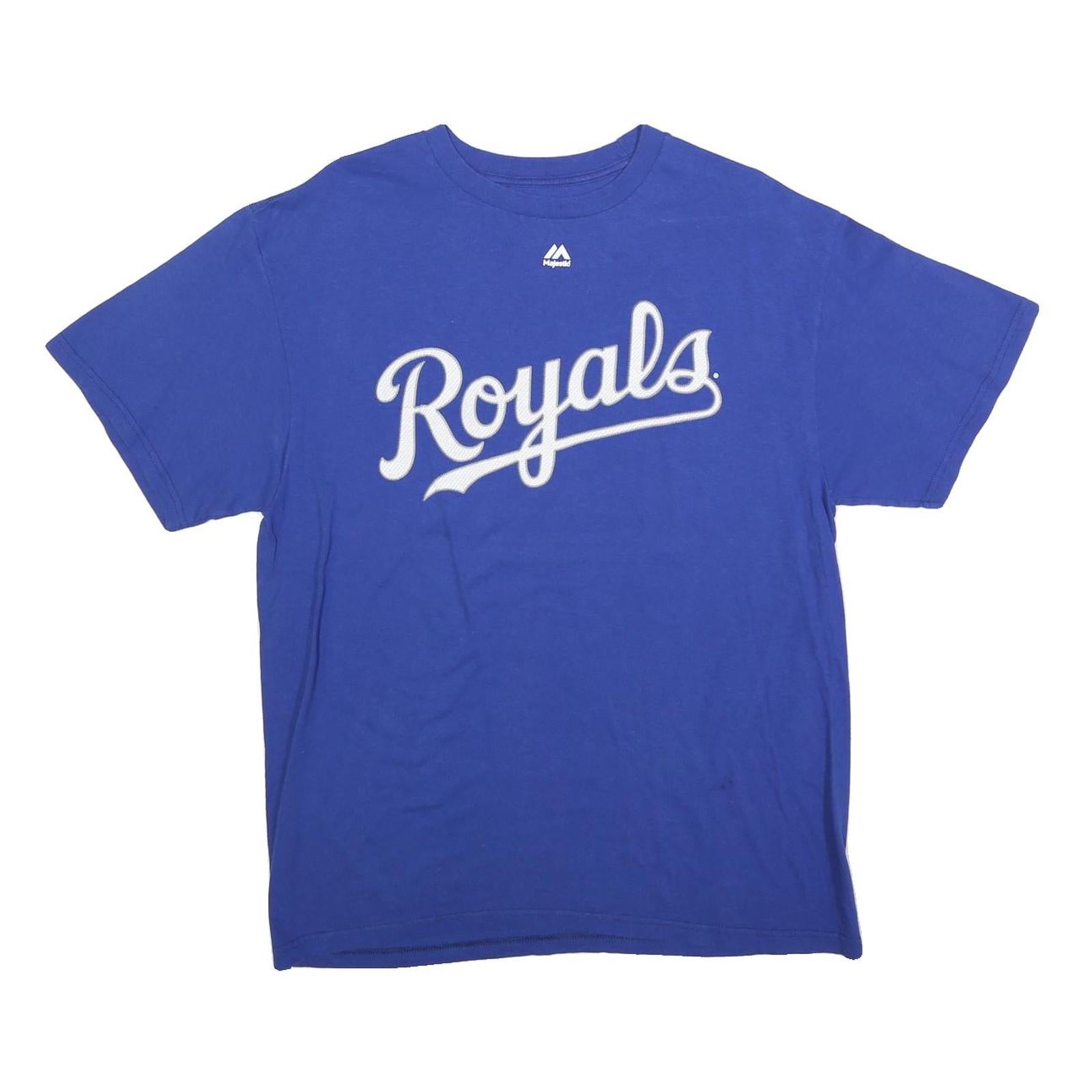 MAJESTIC Mens Blue Royals Graphic T-Shirt L Short Sleeve Crew Neck Sportswear Refurbished - N/A refurbished available on Cerqular