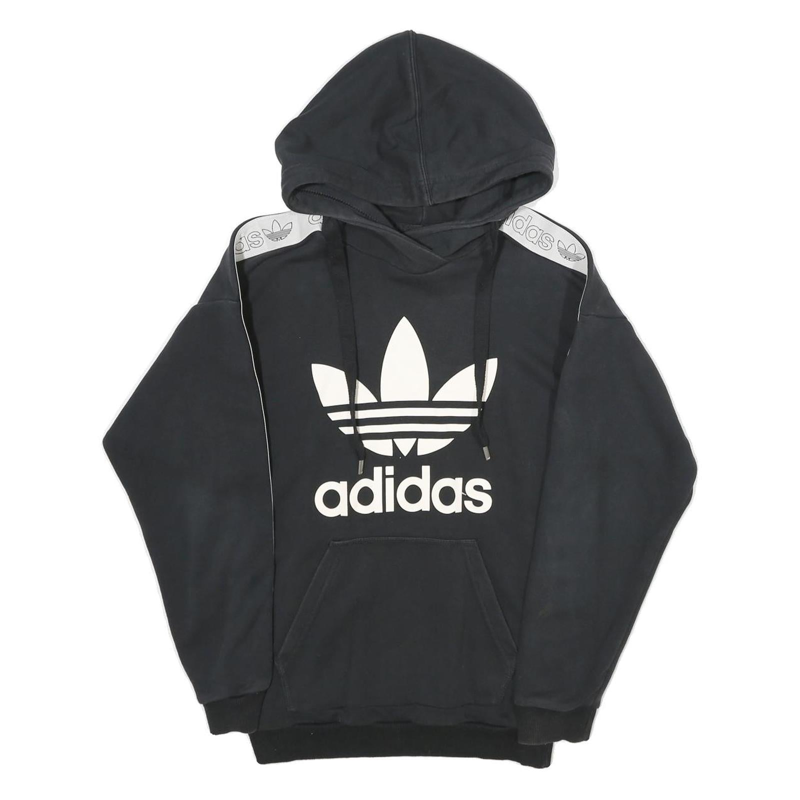 ADIDAS Womens Black Hoodie UK 6 Cotton Blend Logo Print Pullover Hooded Refurbished - N/A refurbished available on Cerqular