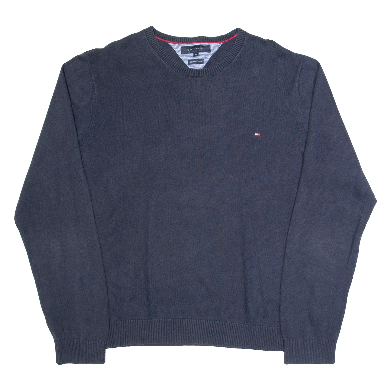 TOMMY HILFIGER Mens Jumper Blue V-Neck Tight Knit L Refurbished - N/A refurbished available on Cerqular